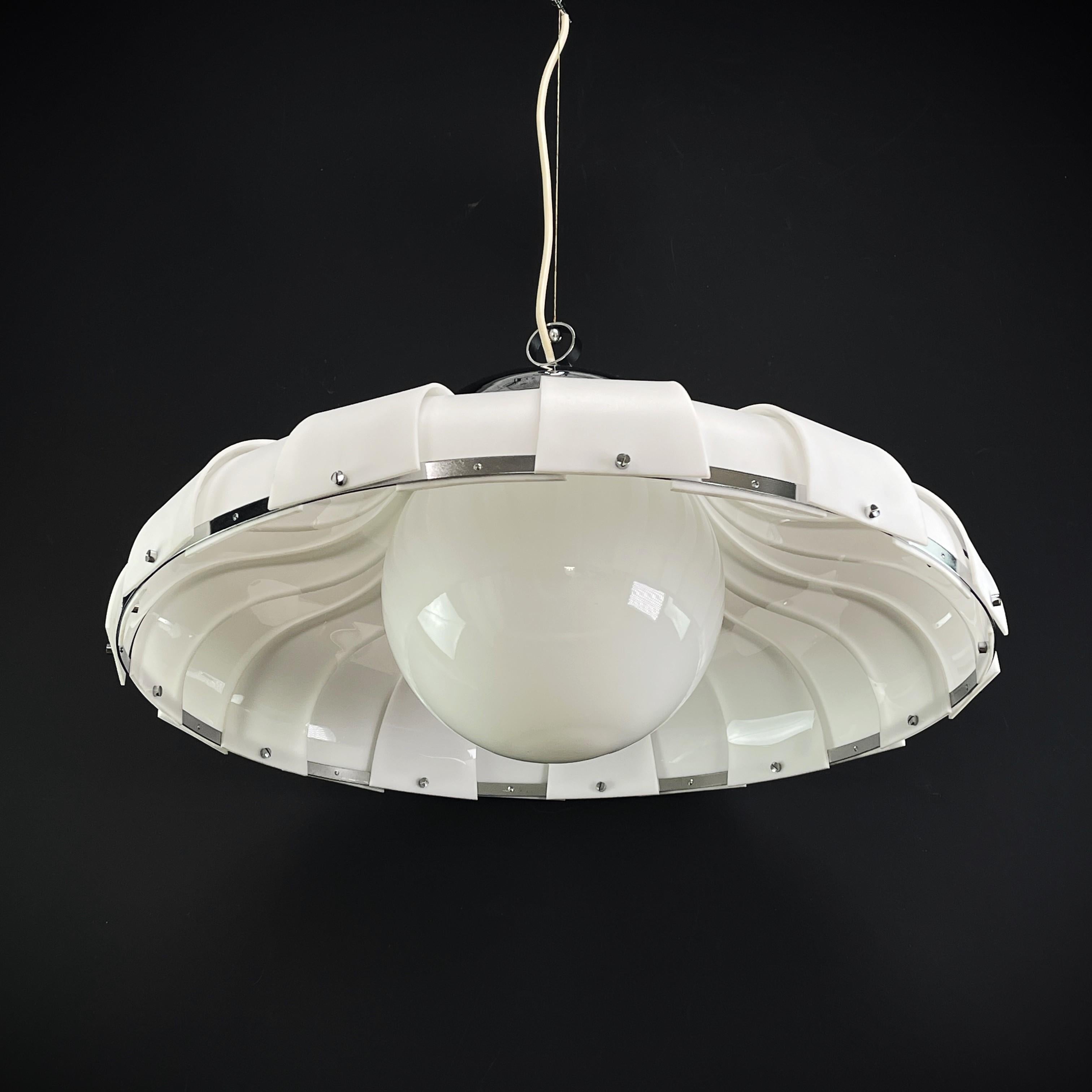 Space Age Large hanging lamp from Harvey Guzzini for Meblo ceiling lamp, 1970s0s For Sale