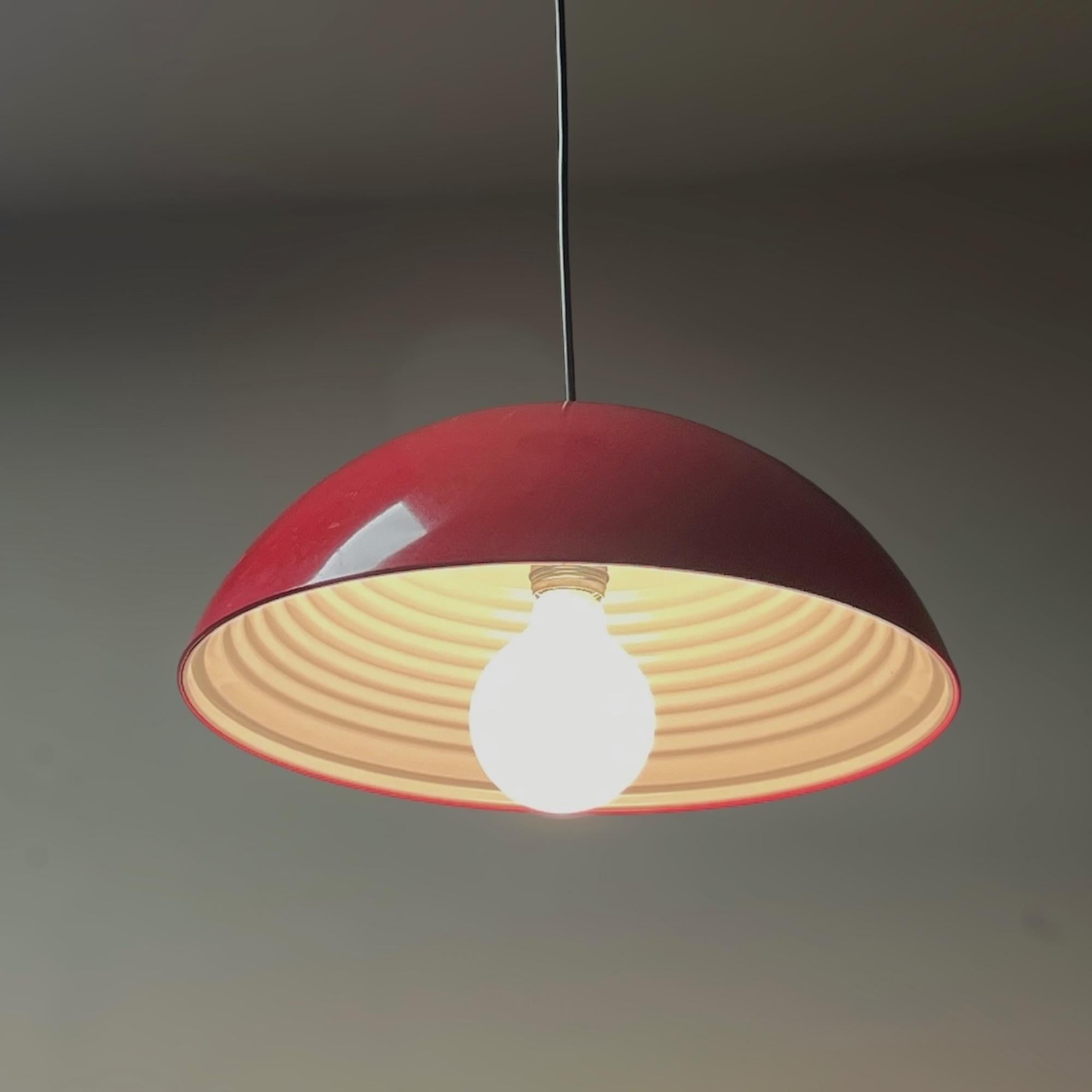 Large Hanging Lamp Martinelli Luce 'Coupe 1835'' in Glossy Red, 1970s For Sale 3