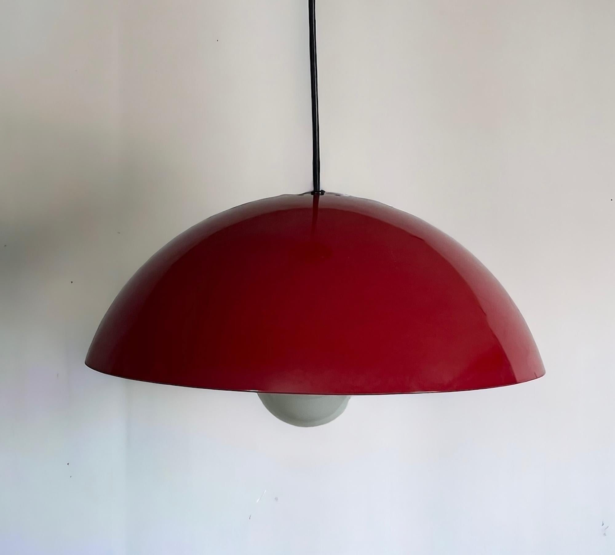 Large Hanging Lamp Martinelli Luce ‘Coupe 1835'’ in Glossy Red, 1970s in vendita 3