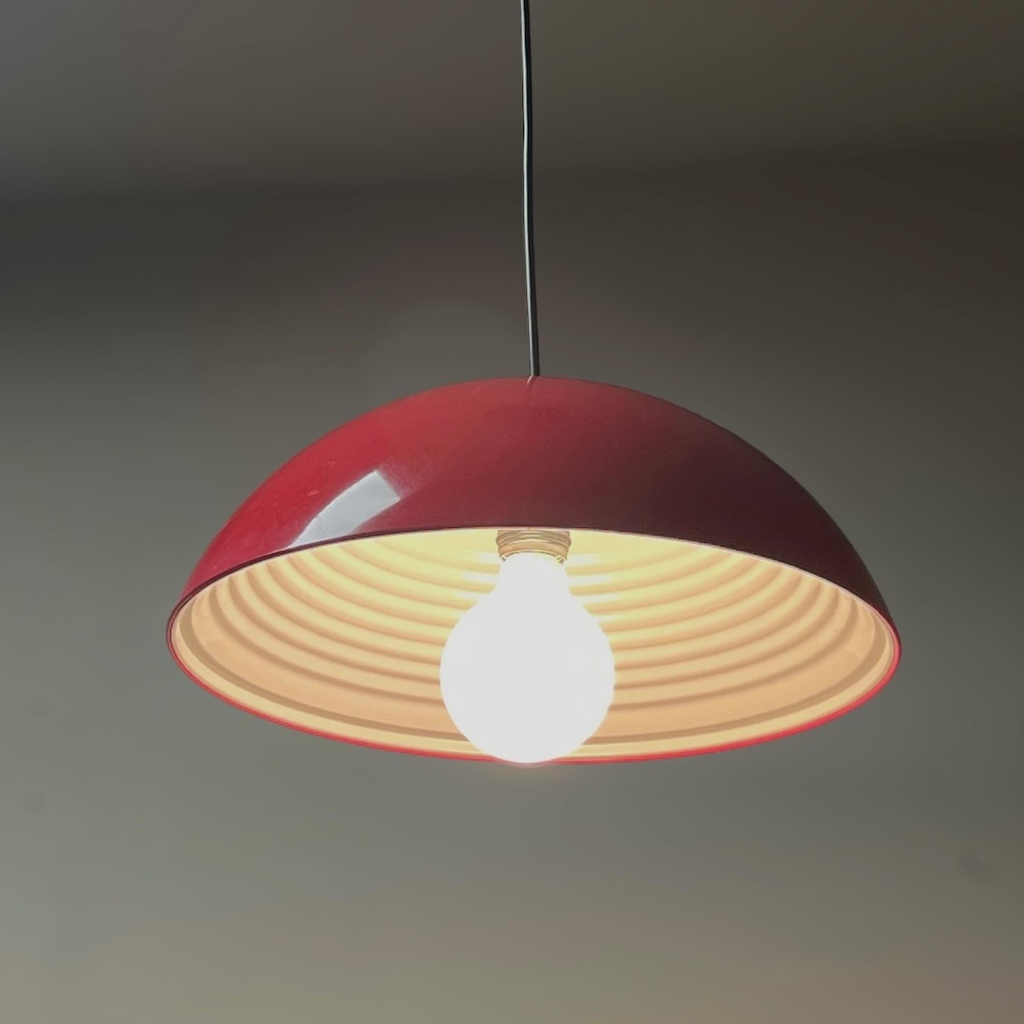 Large Hanging Lamp Martinelli Luce ‘Coupe 1835'’ in Glossy Red, 1970s in vendita 4
