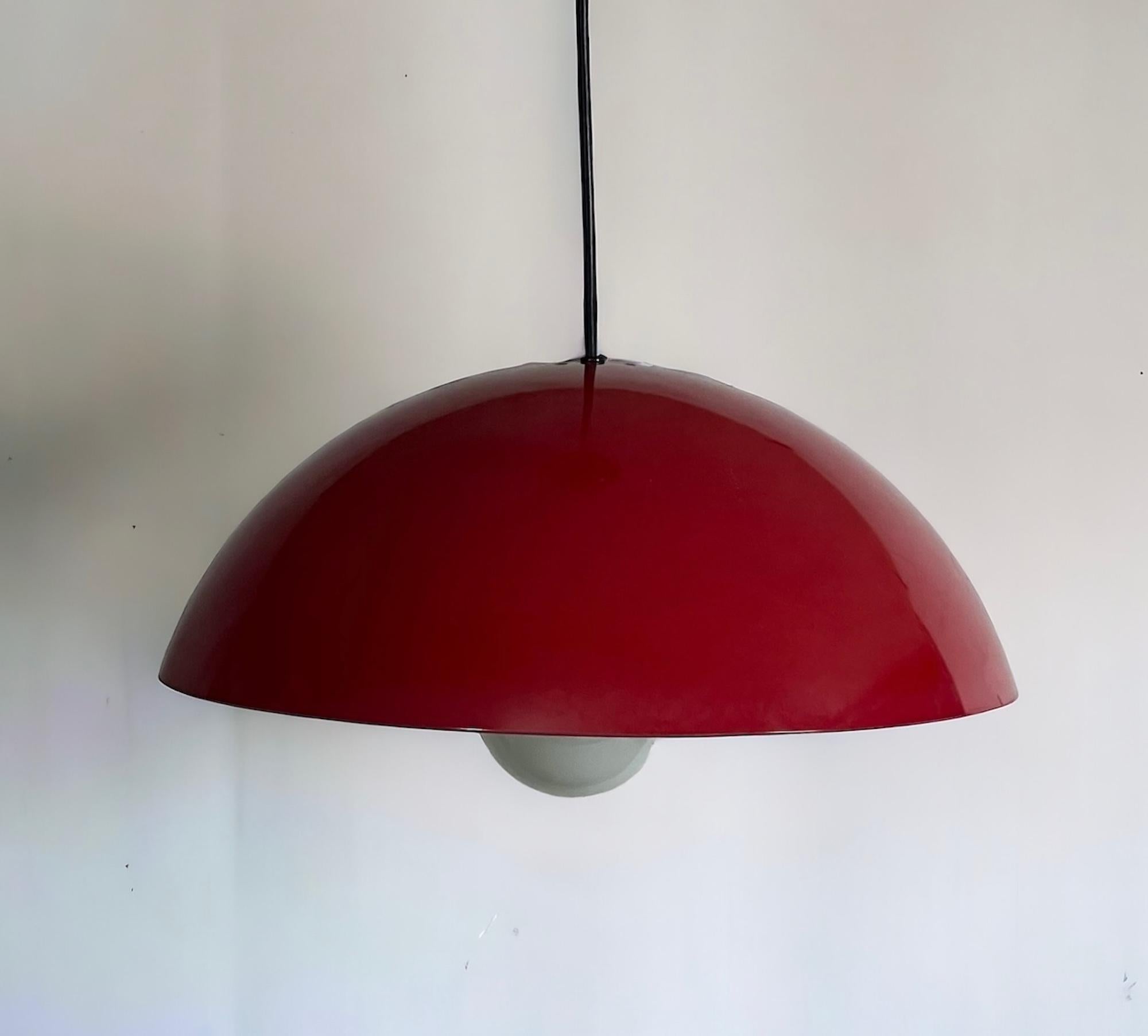 Italian Large Hanging Lamp Martinelli Luce 'Coupe 1835'' in Glossy Red, 1970s For Sale