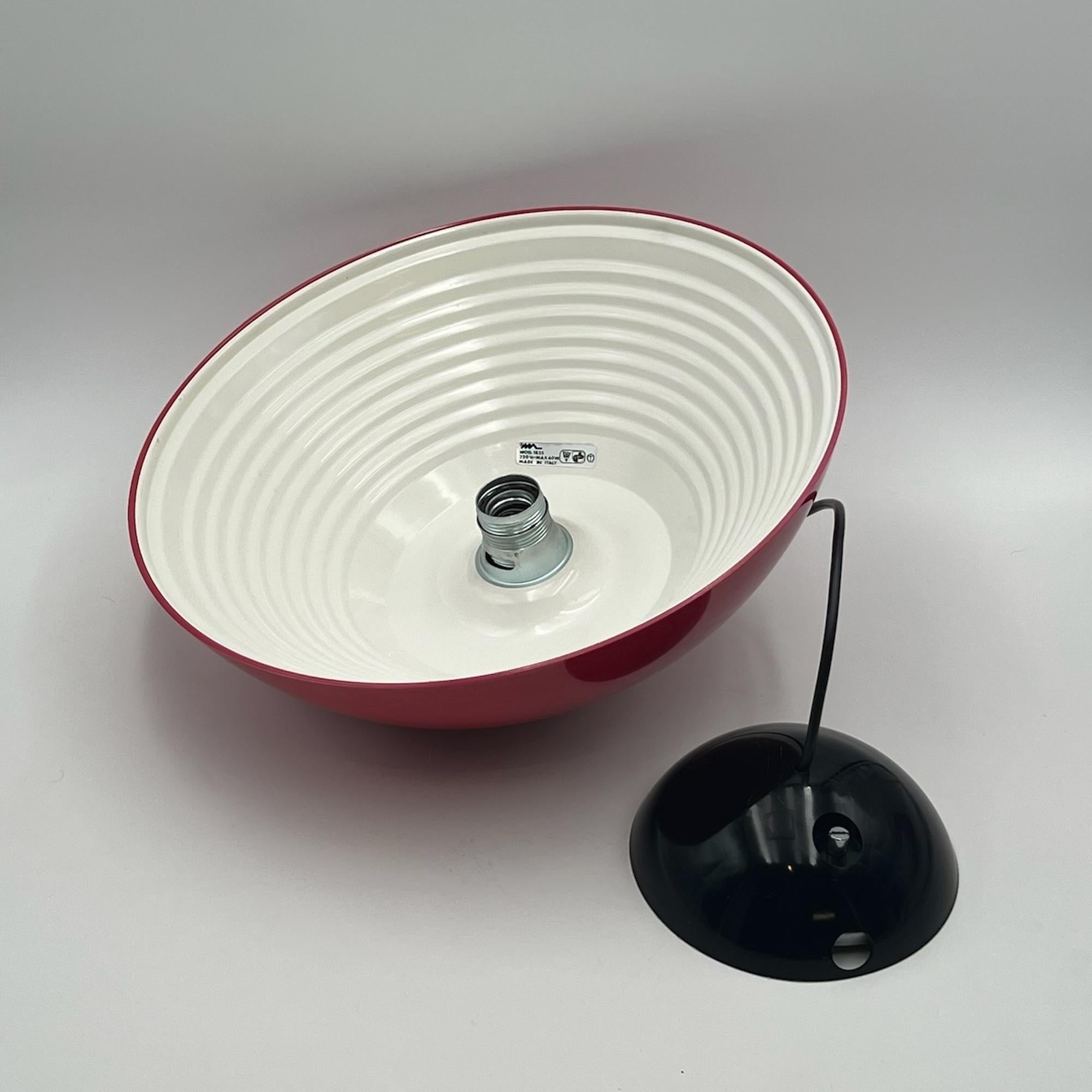 Italian Large Hanging Lamp Martinelli Luce ‘Coupe 1835'’ in Glossy Red, 1970s in vendita