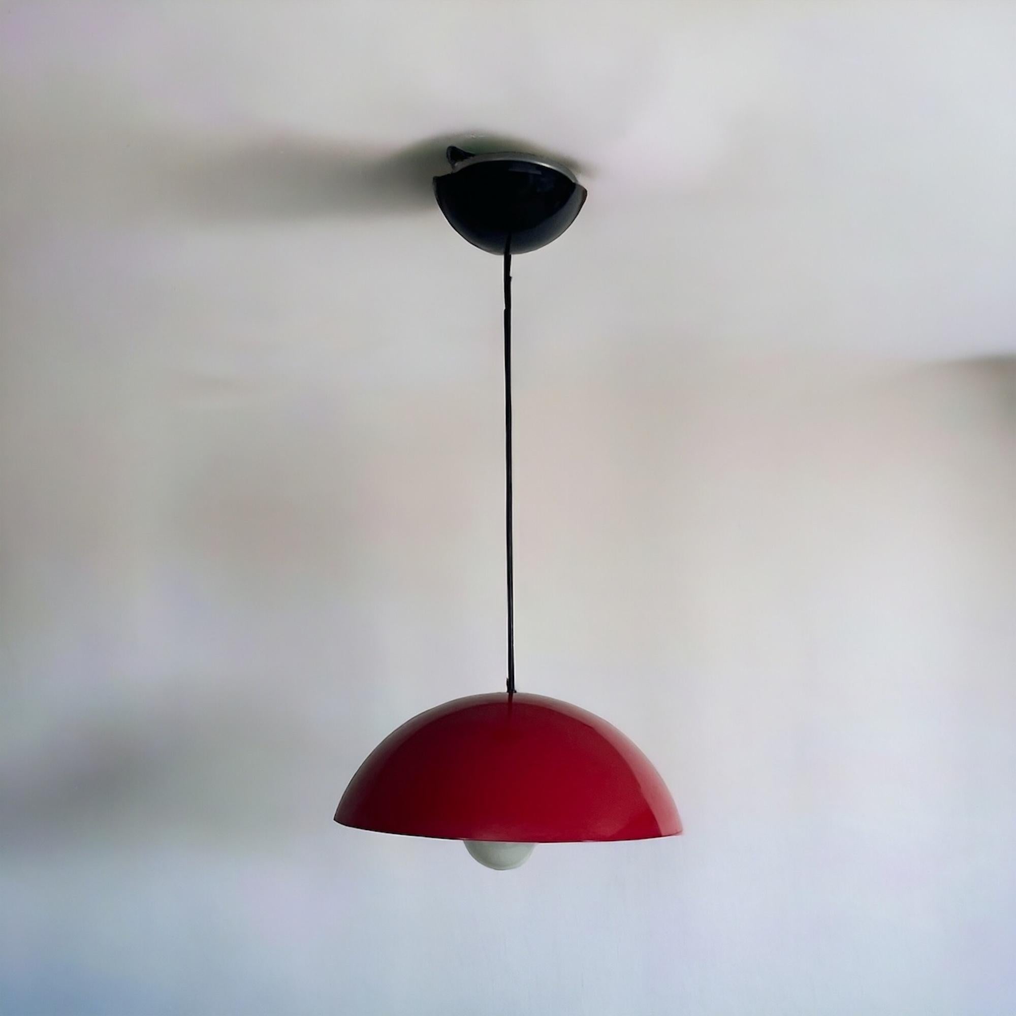 Large Hanging Lamp Martinelli Luce ‘Coupe 1835'’ in Glossy Red, 1970s in vendita 2