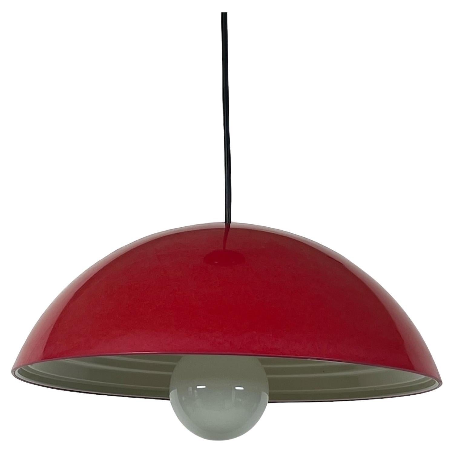 Large Hanging Lamp Martinelli Luce 'Coupe 1835'' in Glossy Red, 1970s For Sale