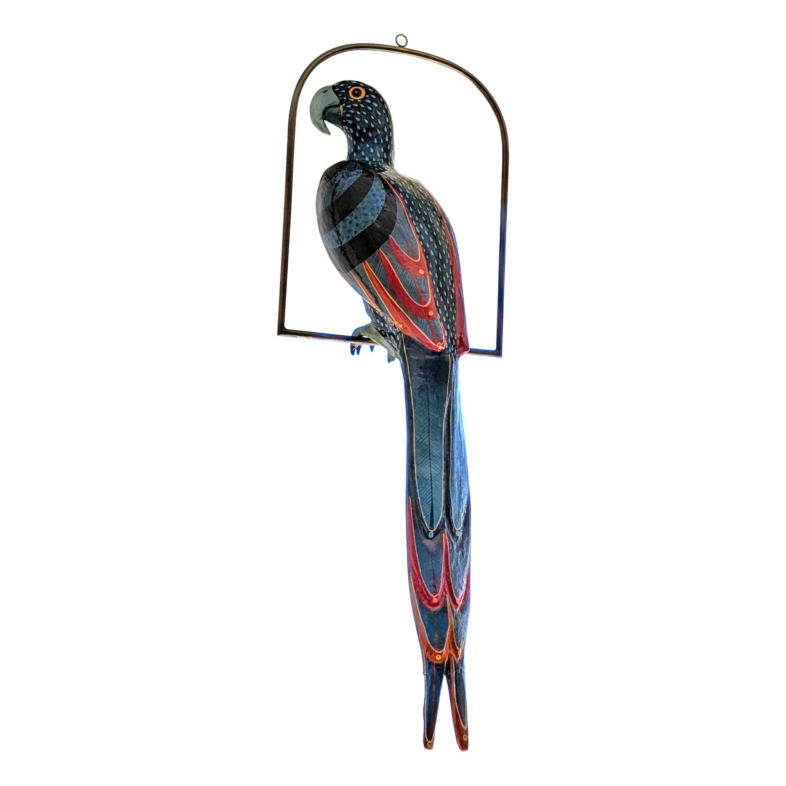 Large hanging papier mache parrot sculpture by Sergio Bustamante, Mexico 1970s
