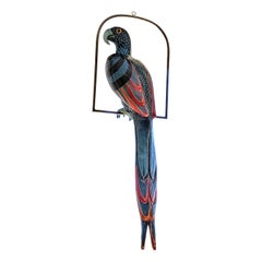 Large hanging papier mache parrot sculpture by Sergio Bustamante, Mexico 1970s