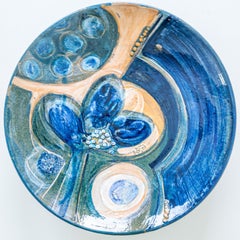 Large Hanne Denmark Blue Orange and Brown Ceramic Bowl