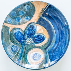 Large Hanne Denmark Blue Orange and Brown Ceramic Bowl