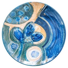 Large Hanne Denmark Blue Orange and Brown Ceramic Bowl