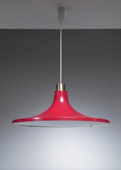 Large Hans-Agne Jakobsson Red Metal and Brass Tulip Pendant