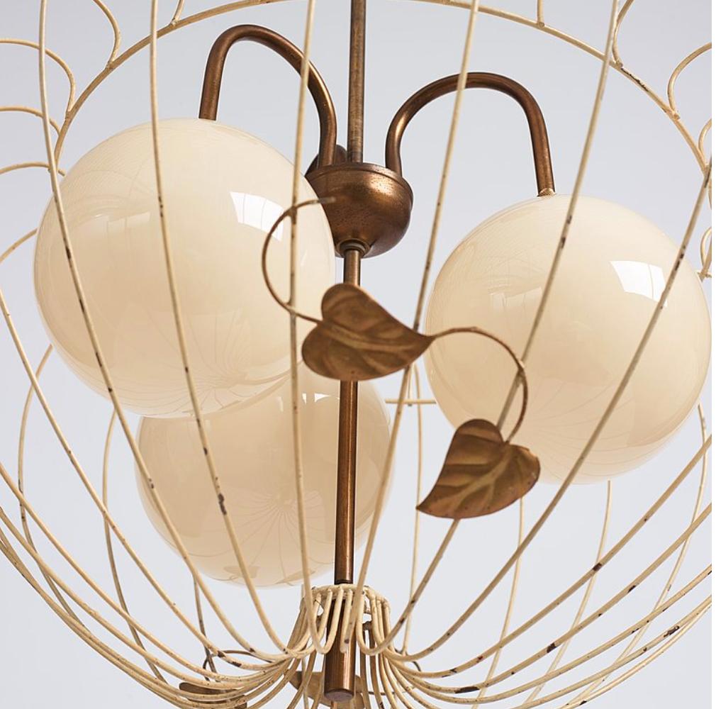 Swedish Large, Hans Bergström Attributed Ceiling Light / 2 Available For Sale