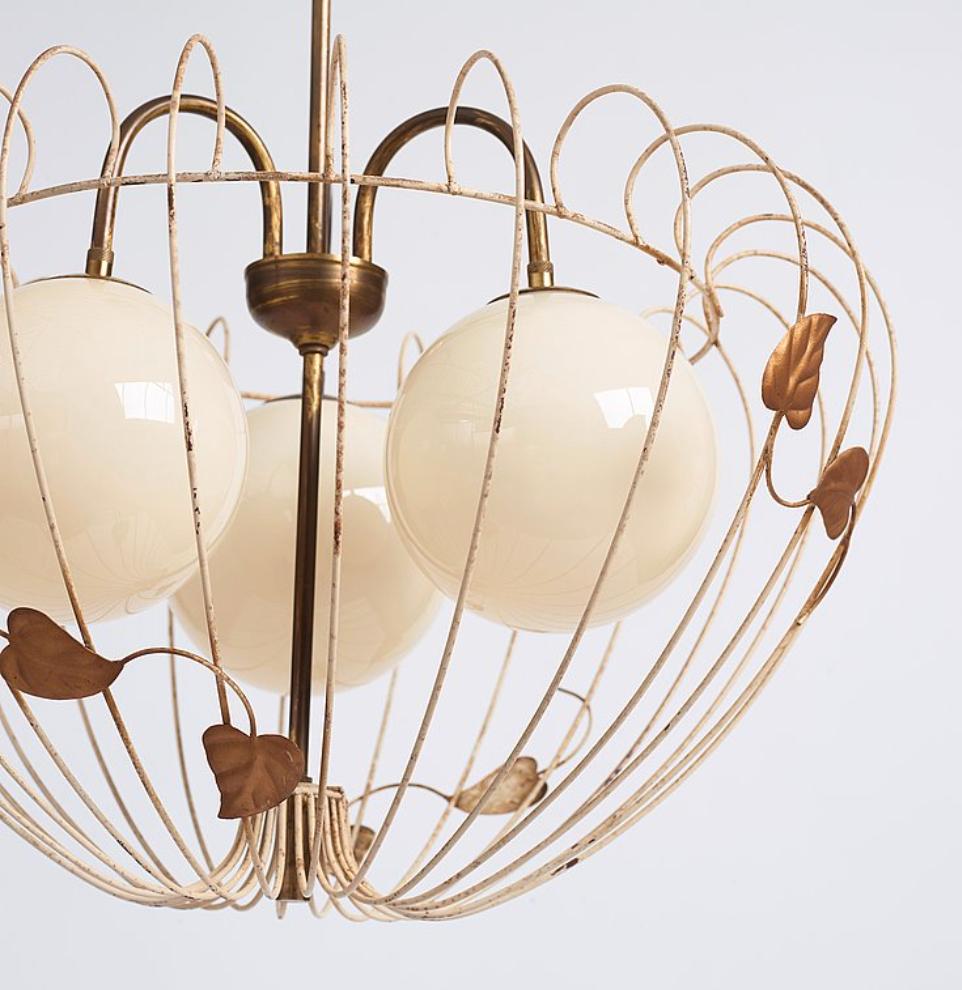 Metal Large, Hans Bergström Attributed Ceiling Light / 2 Available For Sale