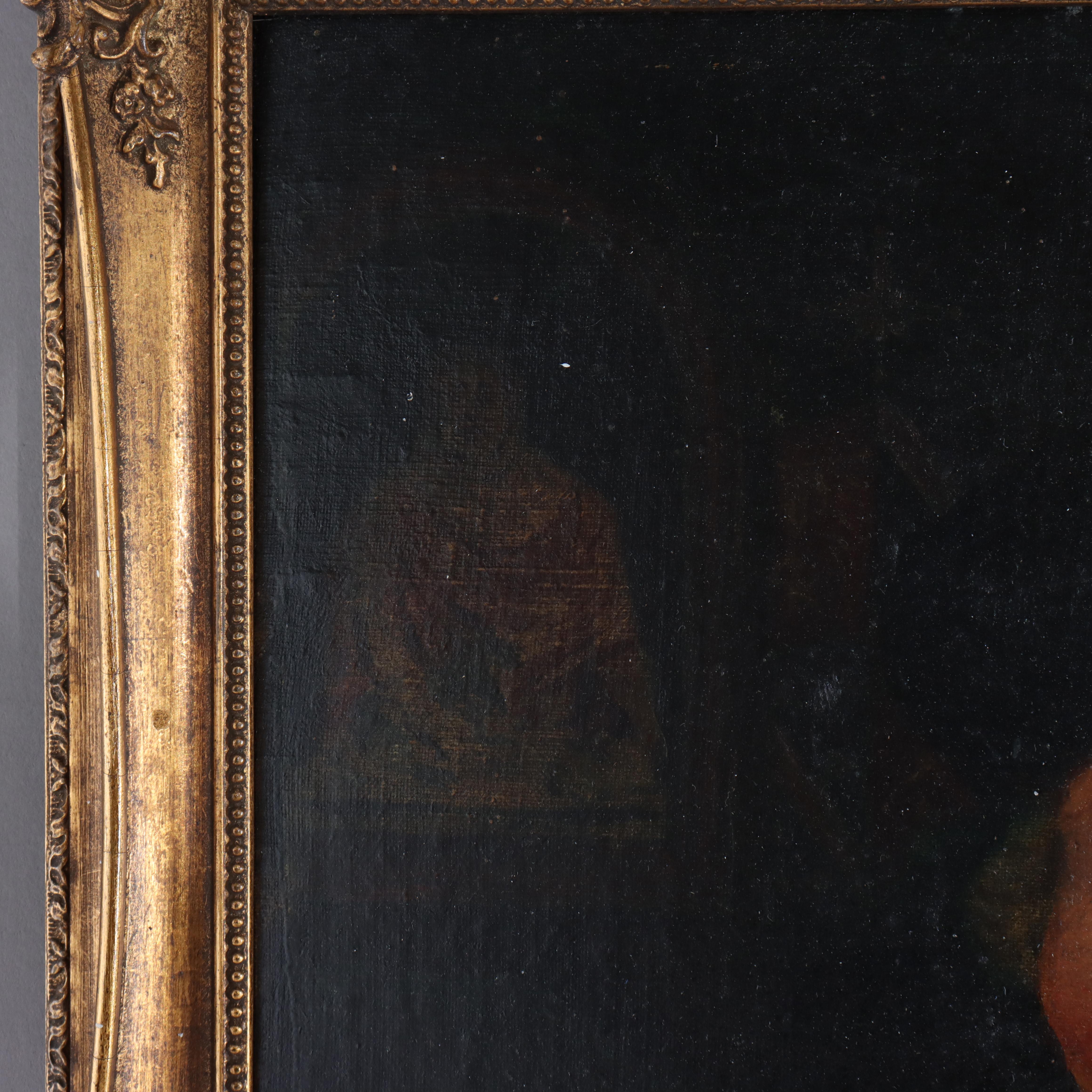 Large Hans Holbein School Oil on Board Portrait by Quentin Matsys C1885 in vendita 5