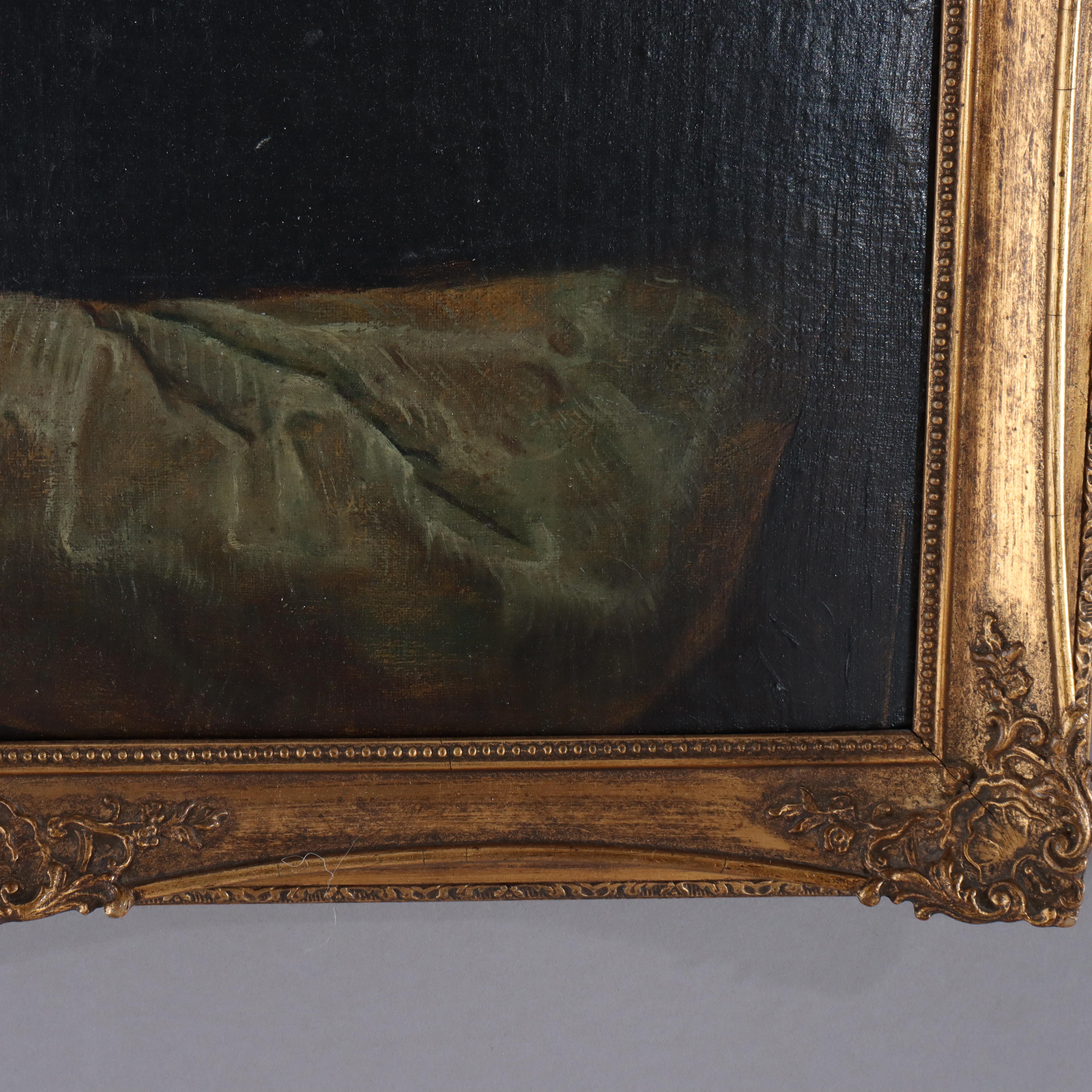 Large Hans Holbein School Oil on Board Portrait by Quentin Matsys C1885 in vendita 6
