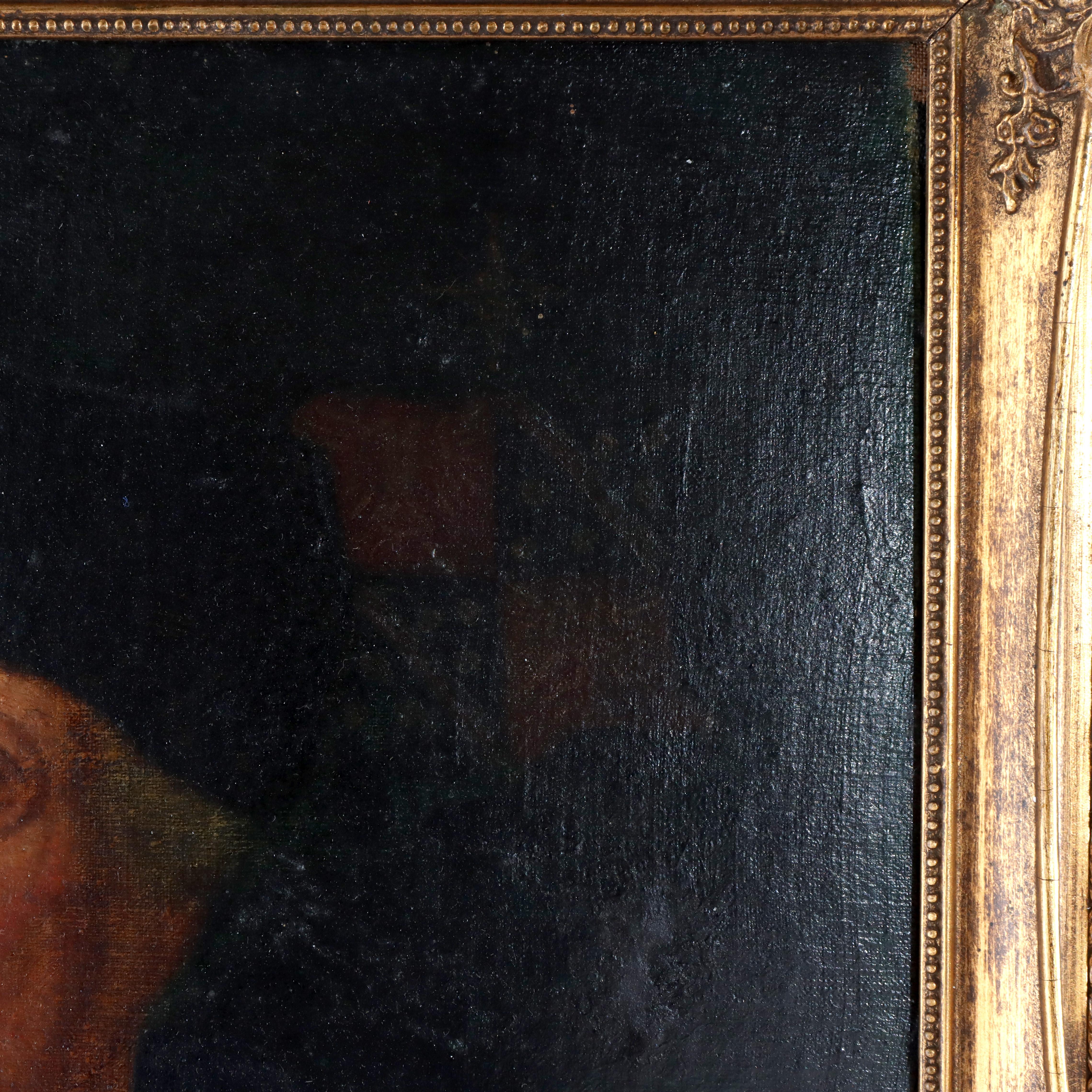 Large Hans Holbein School Oil on Board Portrait by Quentin Matsys C1885 in vendita 3