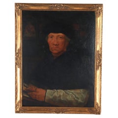 Large Hans Holbein School Oil on Board Portrait by Quentin Matsys C1885