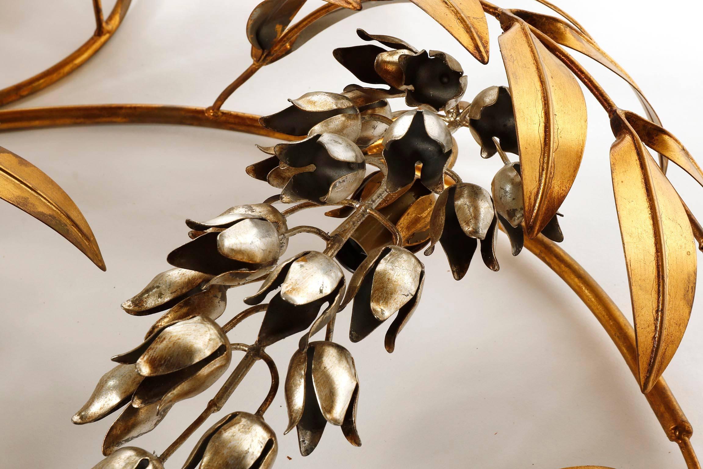 Late 20th Century Large Hans Kögl Wall Light Sconce Pioggia d'Oro, Gold Silver Metal, 1970, 1 of 2