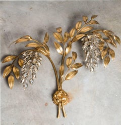 Large Hans Kögl, Gilt Metal Pal Tree Wall Sconce, Maison Jansen Style