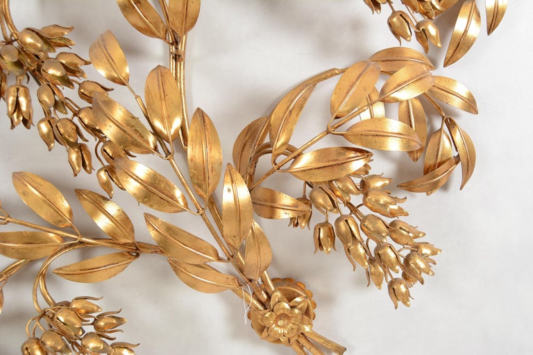 Large Hans Kögl Gilt Metal Palm Tree Wall Light Sconce at 1stDibs