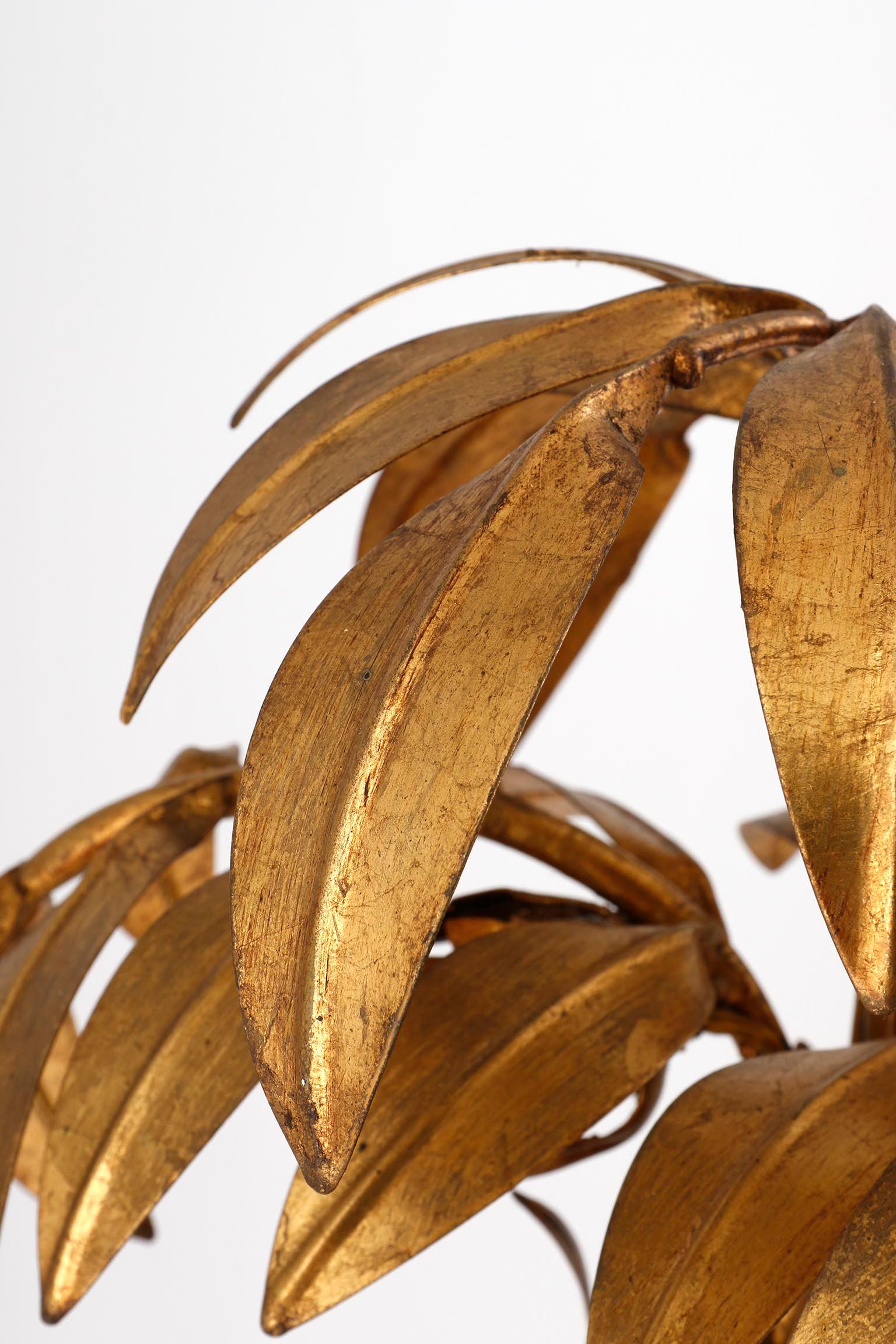 Large Hans Kögl Palm Tree Table Lamp, Gilt Metal, Germany, 1970s 4