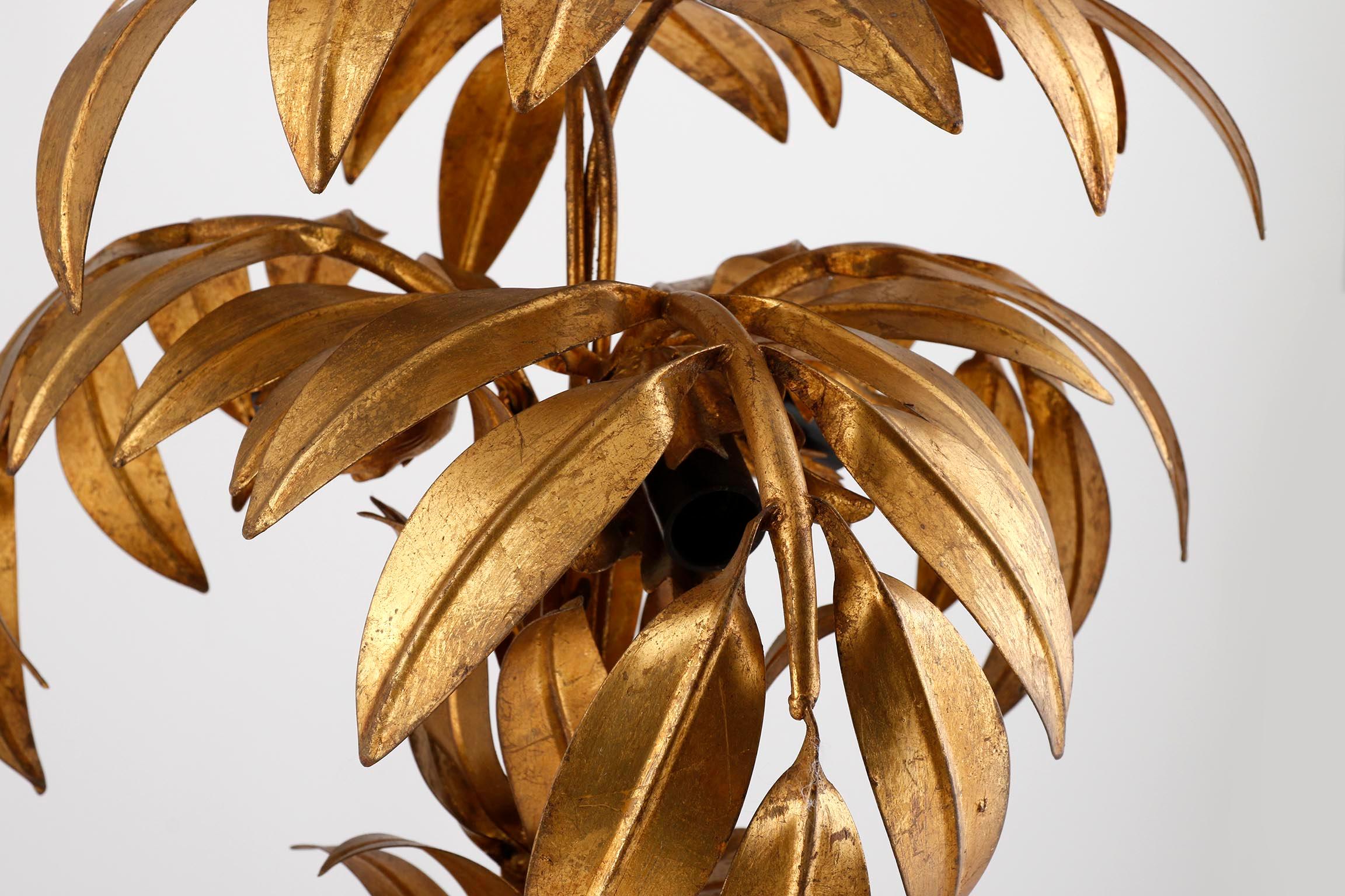 Large Hans Kögl Palm Tree Table Lamp, Gilt Metal, Germany, 1970s 1