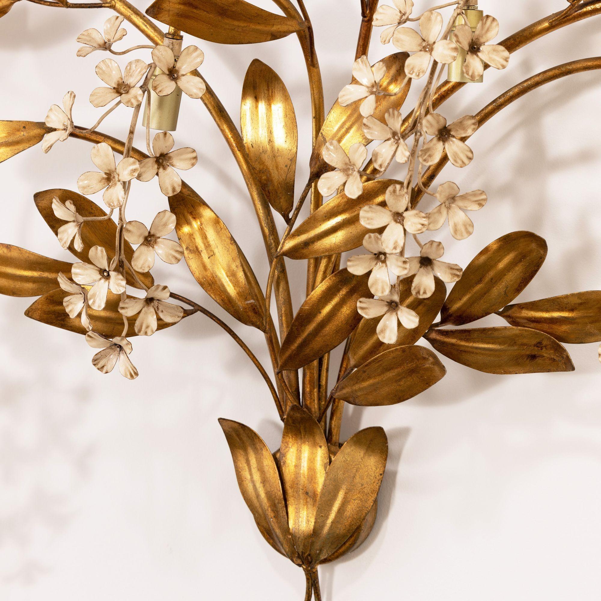 Large Hans Kögl 'Wisteria' Gilded Wall Sconce Appliqué 7