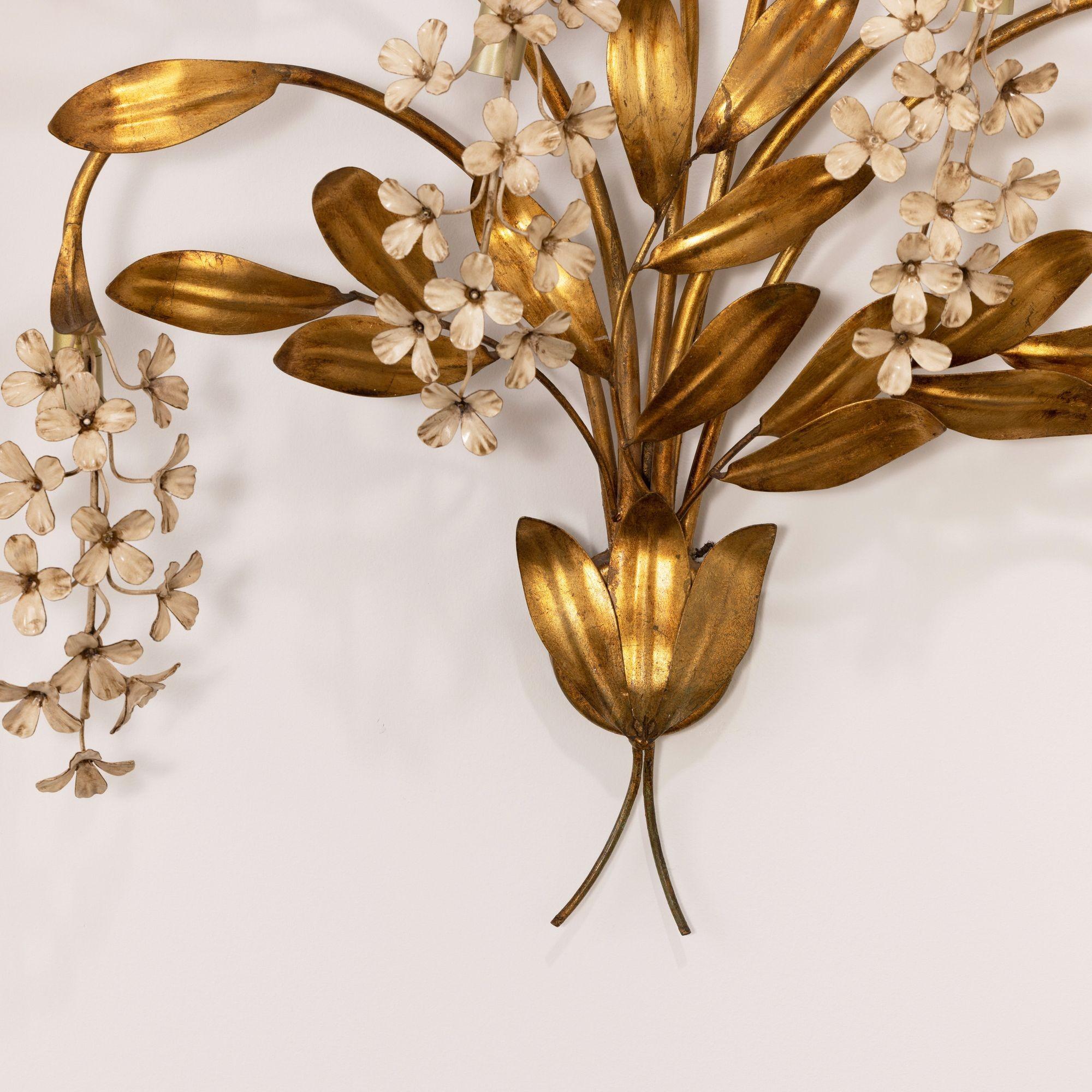 Large Hans Kögl 'Wisteria' Gilded Wall Sconce Appliqué 8