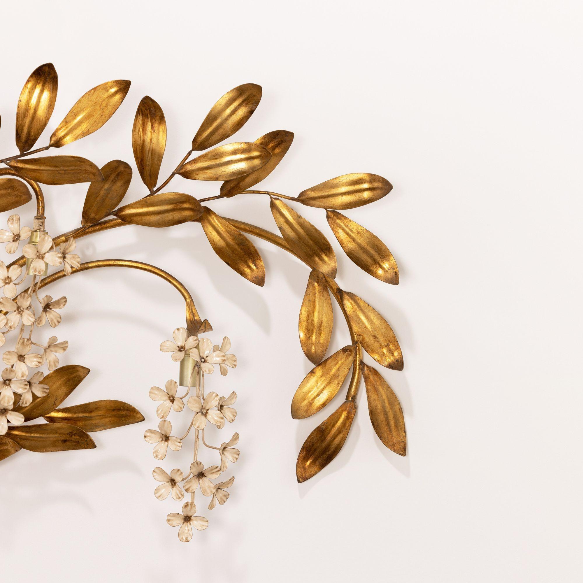 Large Hans Kögl 'Wisteria' Gilded Wall Sconce Appliqué 1