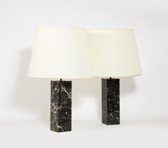 Pair of Large Hansen Modernist  Black Marble Table Lamps, USA 1960's