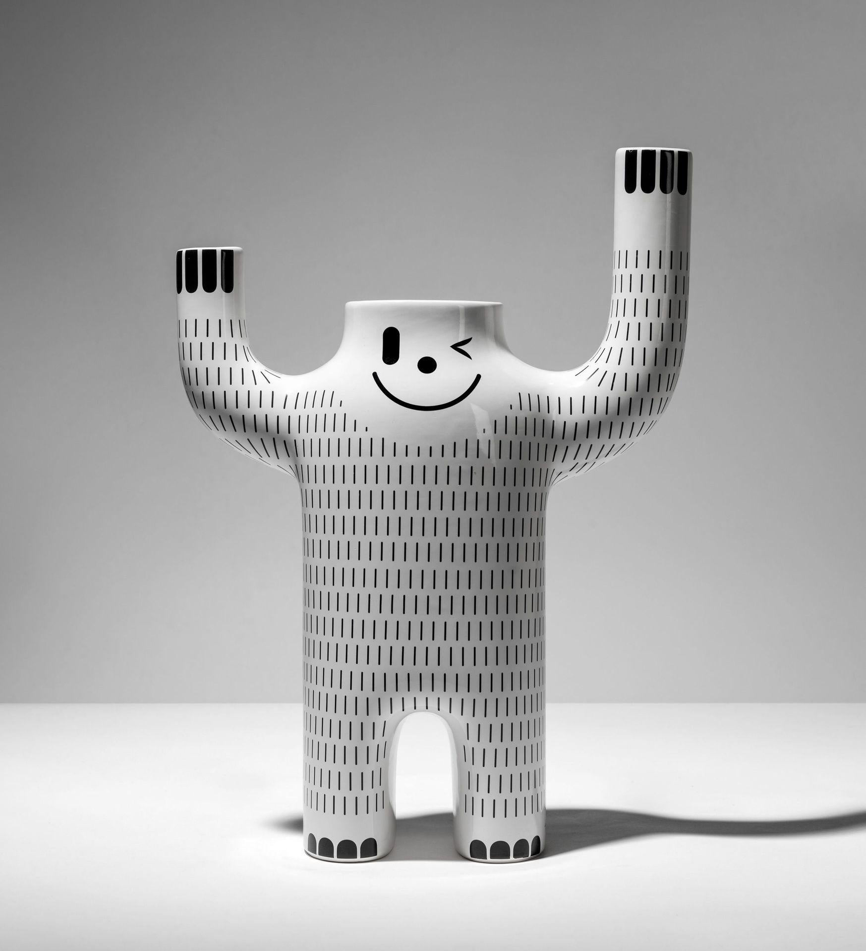 Large Happy Yeti vase by Jaime Hayon 
Dimensions: D 14 x W 33 x H 47 cm 
Materials: Glazed ceramic vase in white with decorations in black.
Also available in size Small.


From when I was little, I always found the Yeti story funny - that snow