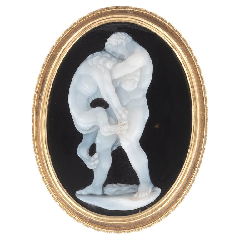 Ring with hard-stone cameo of Hercules and the Nemean lion, 19th century
