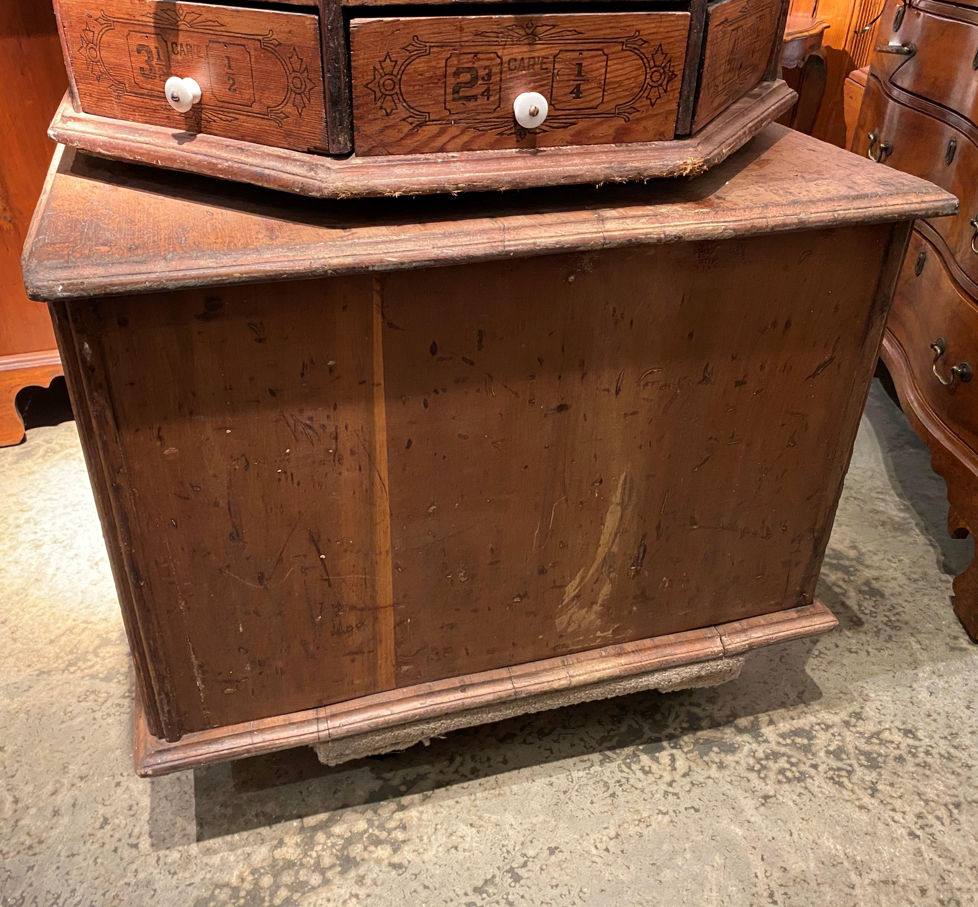 Large Hardware Store Revolving Multi-Drawer Octagonal Screw and Bolt Cabinet 1