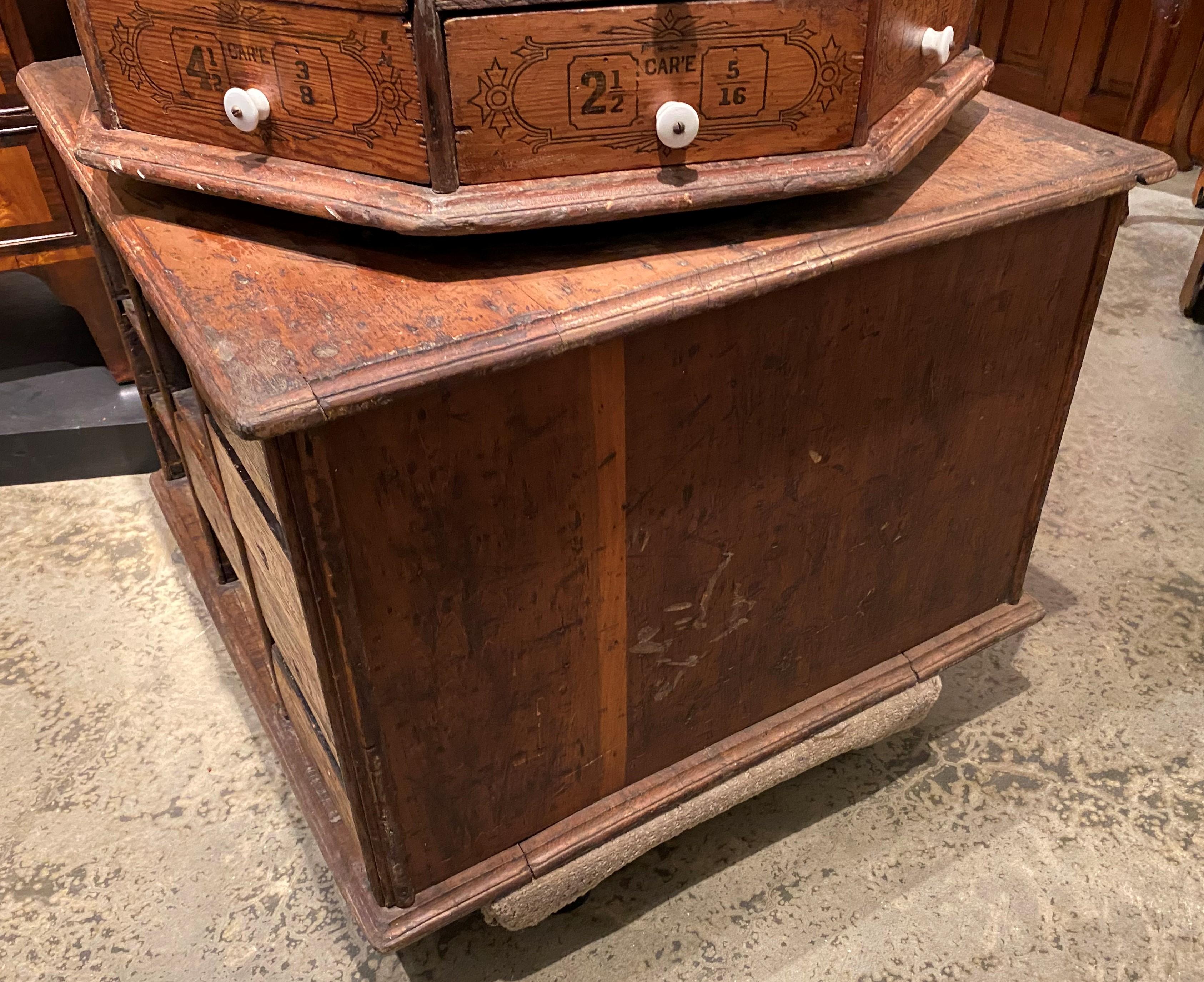 Large Hardware Store Revolving Multi-Drawer Octagonal Screw and Bolt Cabinet 3