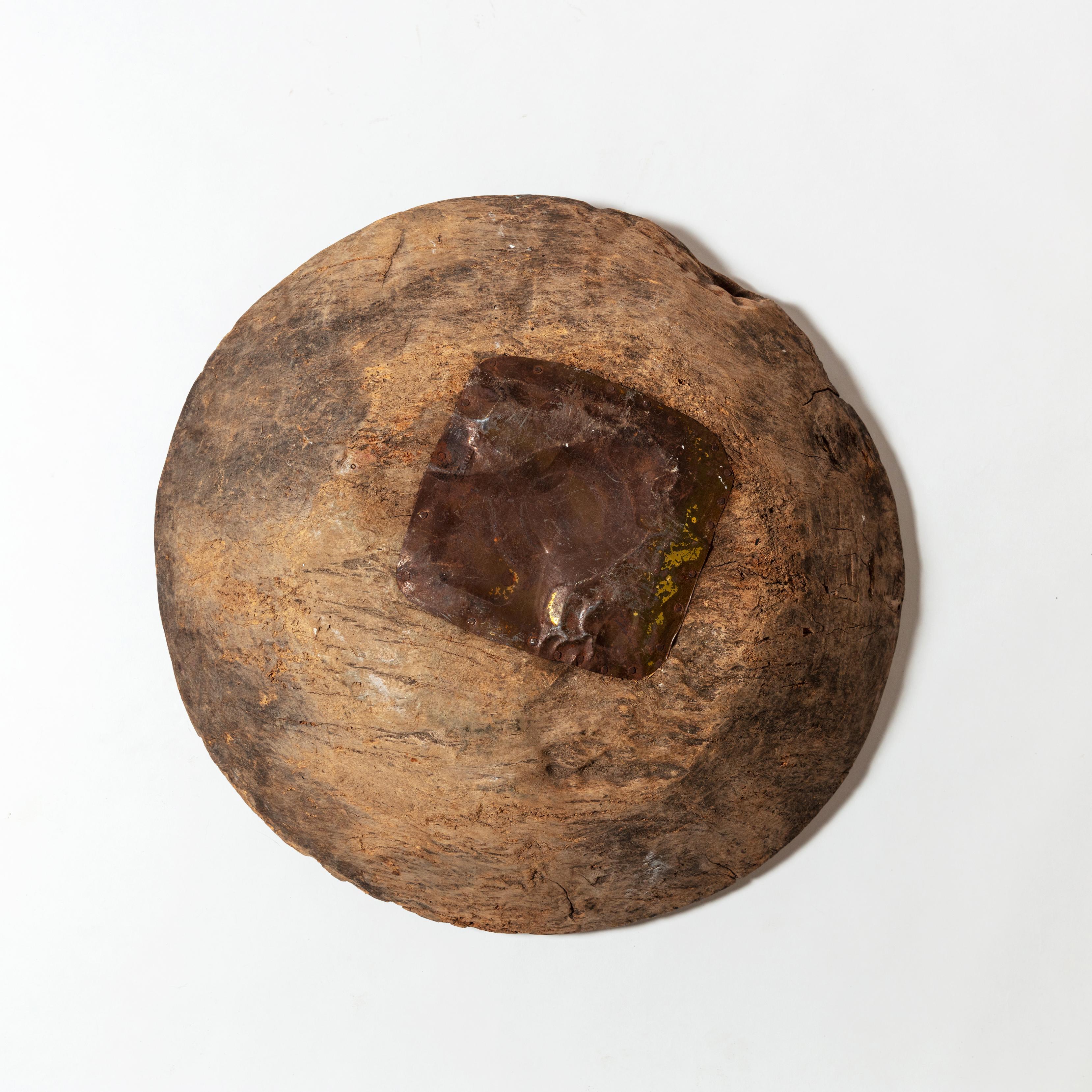 Large Hardwood Mortar Bowl with Metal Repairs, 19th Century For Sale 2