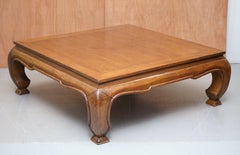 Large Hardwood Oriental Dynasty on Squat Cabriole Legs Coffee Table