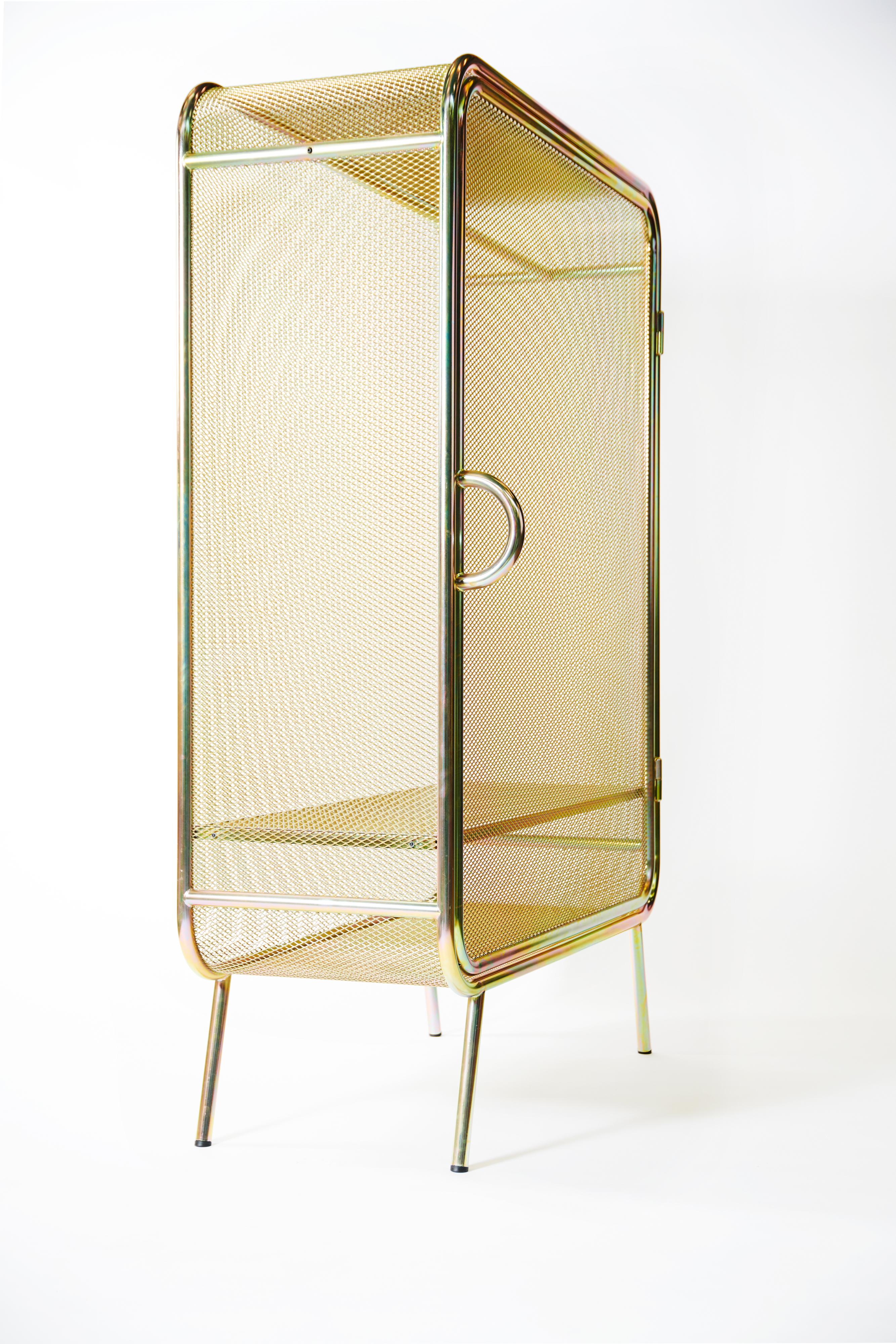 Contemporary Large Harold Gold Cabinet, Jesse Visser