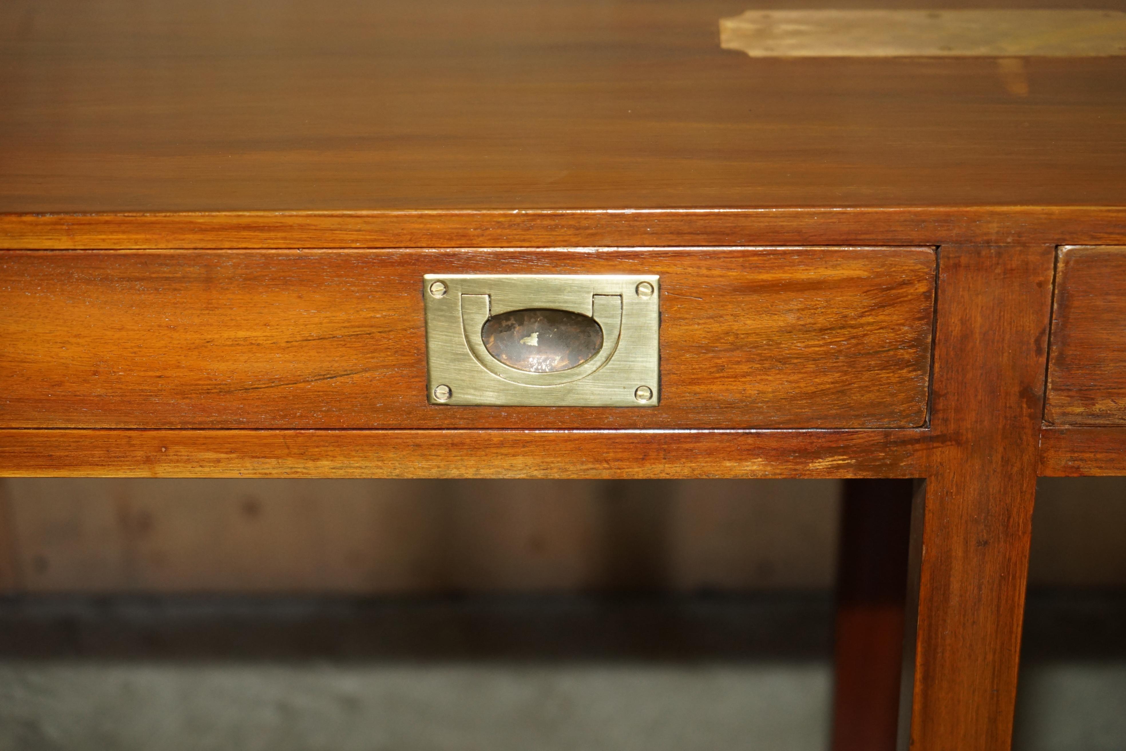 Hand-Crafted LARGE HARRODS LONDON REH KENNEDY MiLITARY CAMPAIGN TWO DRAWER CONSOLE TABLE