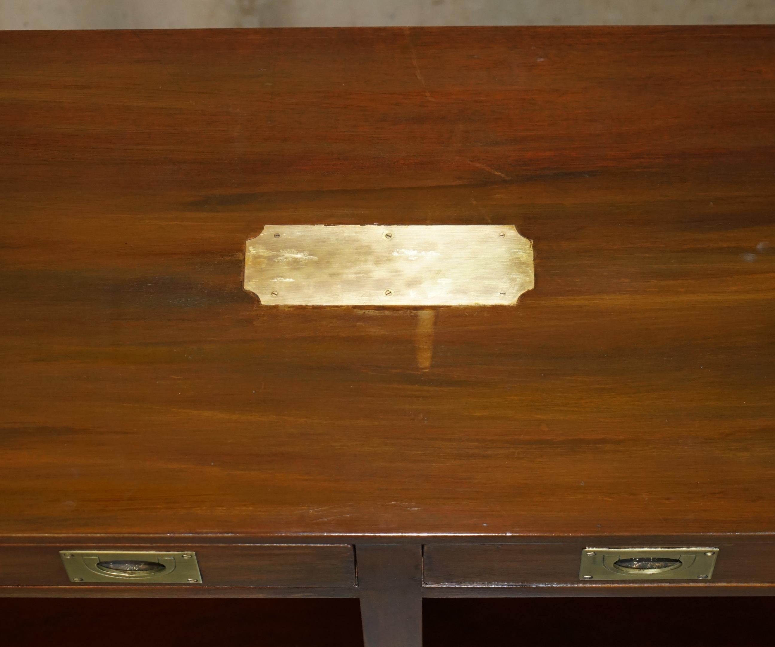 Brass LARGE HARRODS LONDON REH KENNEDY MiLITARY CAMPAIGN TWO DRAWER CONSOLE TABLE
