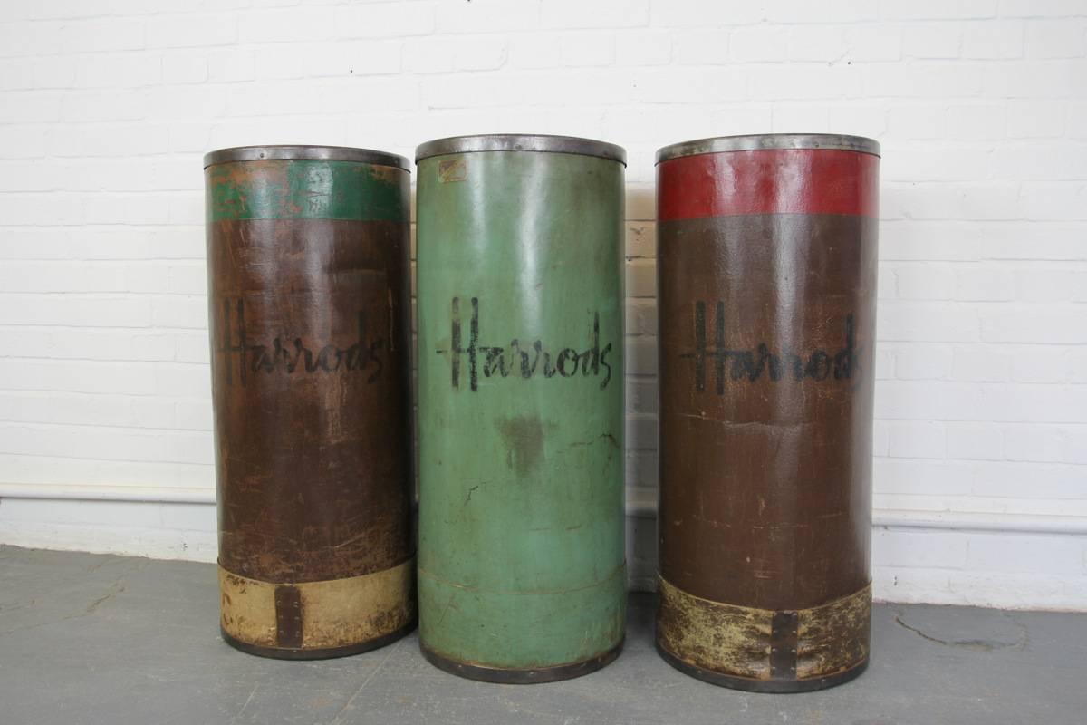 Large Harrods textile bins, circa 1930s.

- Price is per bin (3 available)
- Made from composite with tin bases and rims
- Made by Kennet
- English, circa 1930s.
- Measures: 92cm tall x 38cm wide x 38cm deep.

Harrods

In 1824, at the age