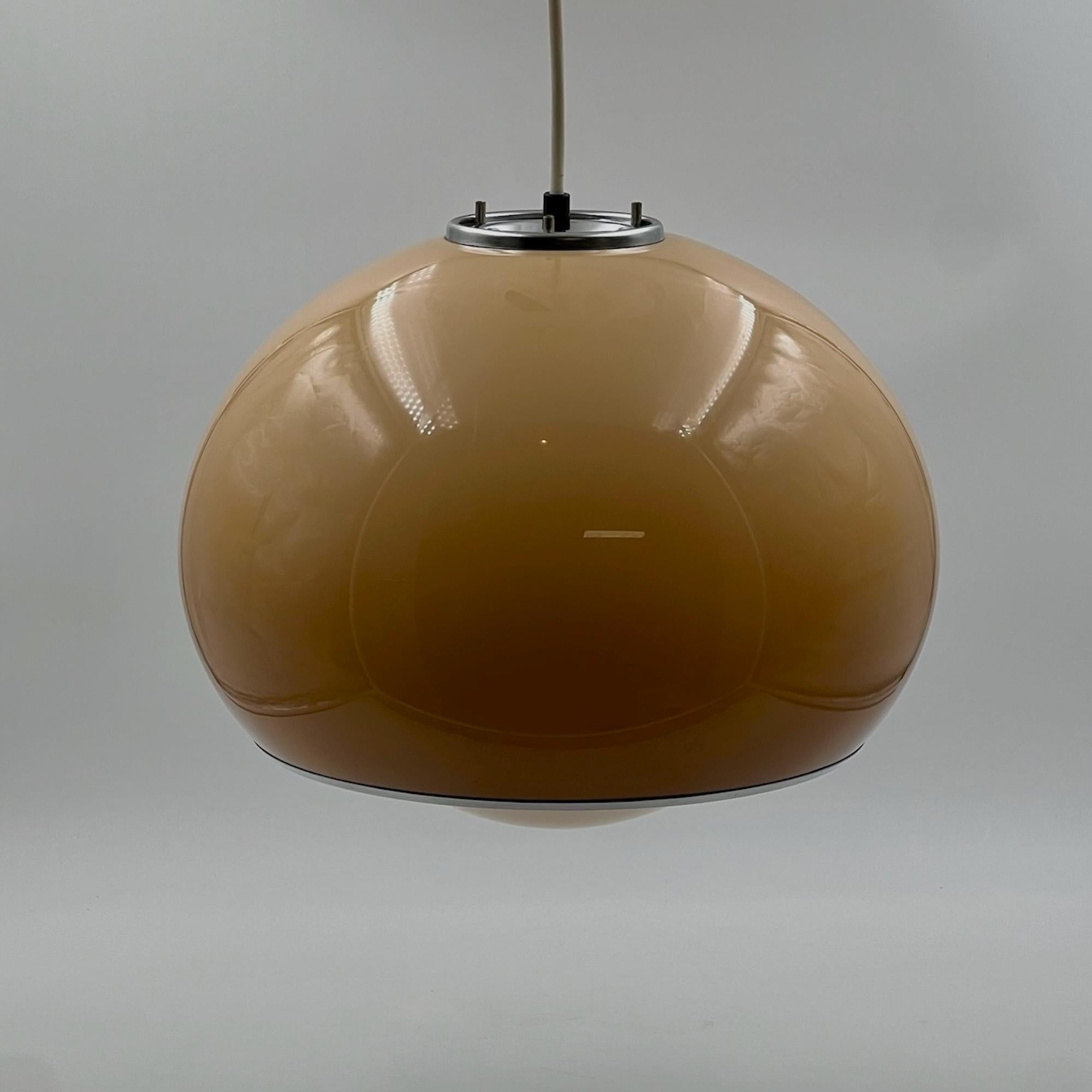 Italian Large Harvey Guzzini BUD 3059 Acrylic Hanging Lamp in Gradient Brown