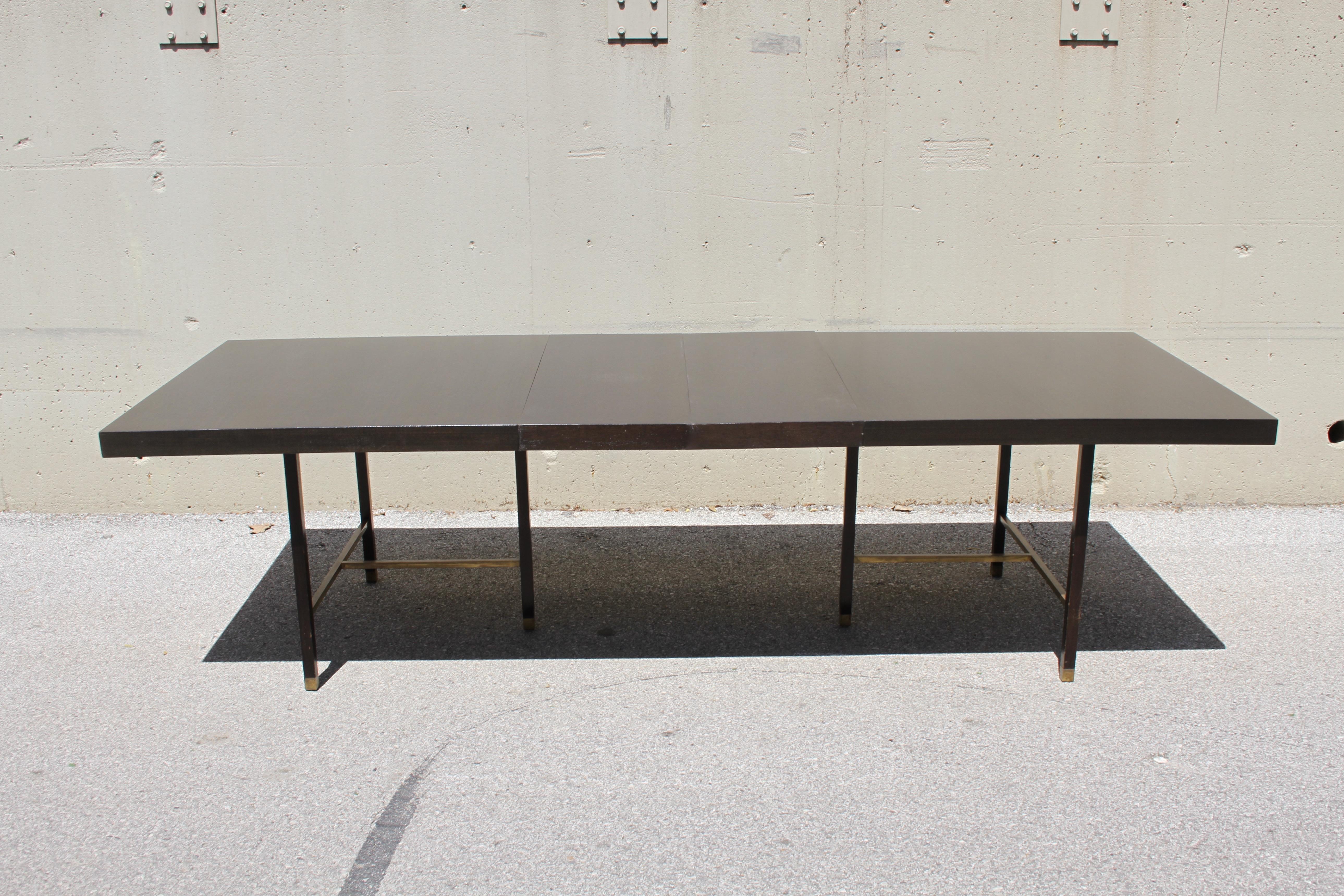 Large Harvey Probber Mahogany and Brass Dining Table For Sale 4