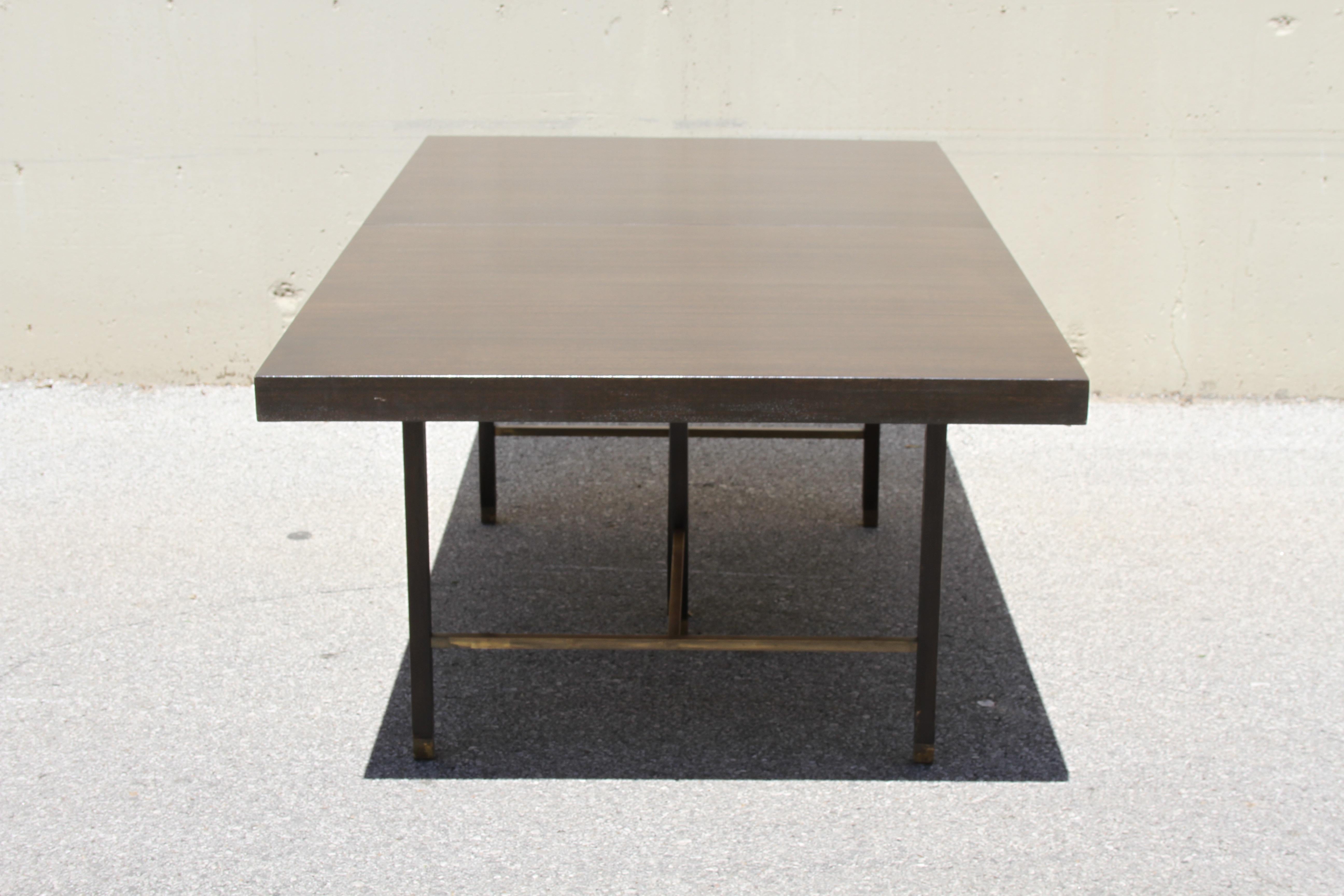 Mid-Century Modern Large Harvey Probber Mahogany and Brass Dining Table For Sale