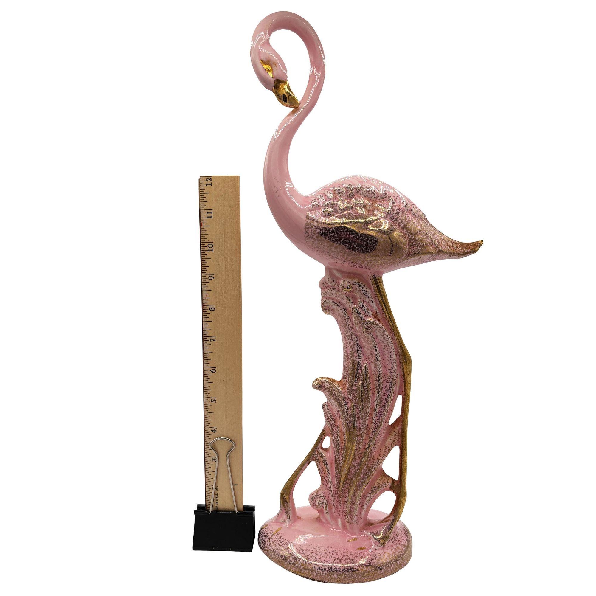 Large Hawaiian Pottery Ceramic long-legged Flamingo Figurine by Found Memories For Sale 4