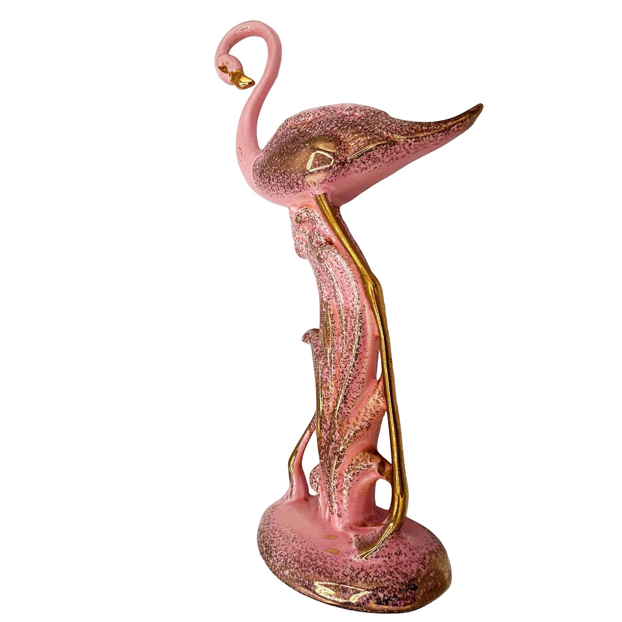 Modern Large Hawaiian Pottery Ceramic long-legged Flamingo Figurine by Found Memories For Sale