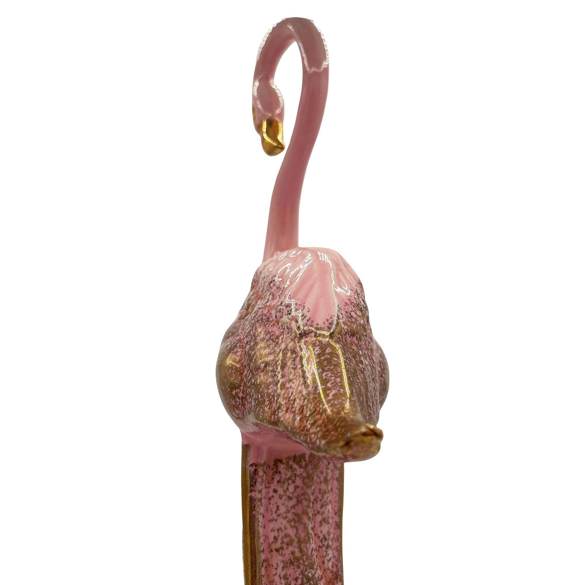 Large Hawaiian Pottery Ceramic long-legged Flamingo Figurine by Found Memories In Excellent Condition For Sale In Van Nuys, CA