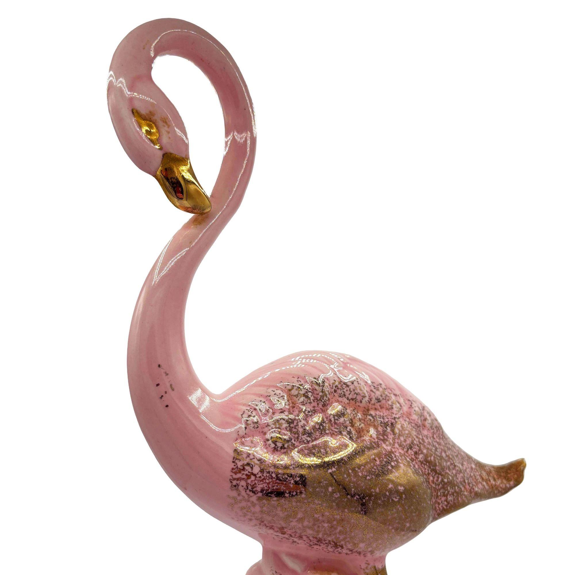 Late 20th Century Large Hawaiian Pottery Ceramic long-legged Flamingo Figurine by Found Memories For Sale