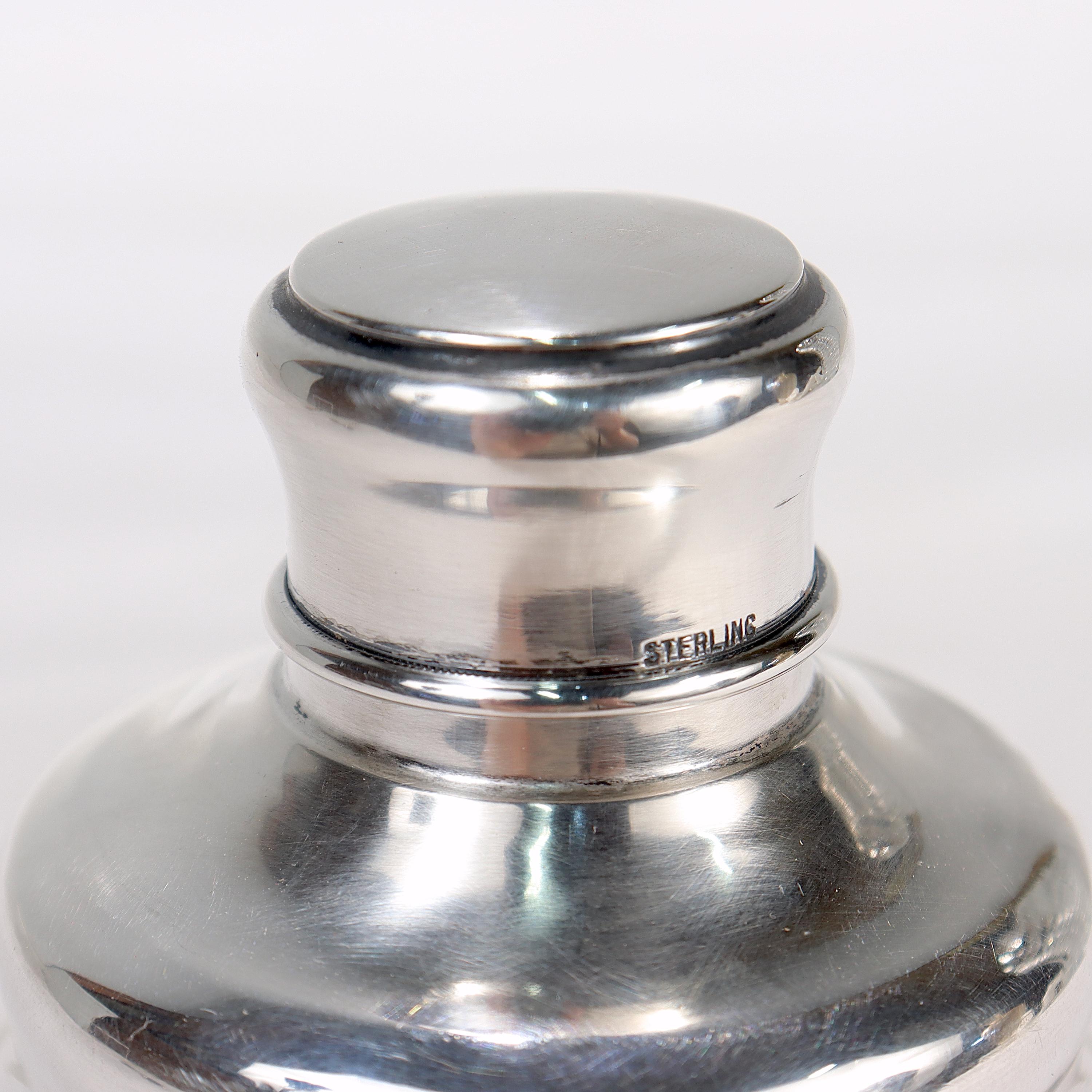 Large Hawkes Art Deco Cut Glass & Sterling Silver Cocktail Shaker 8