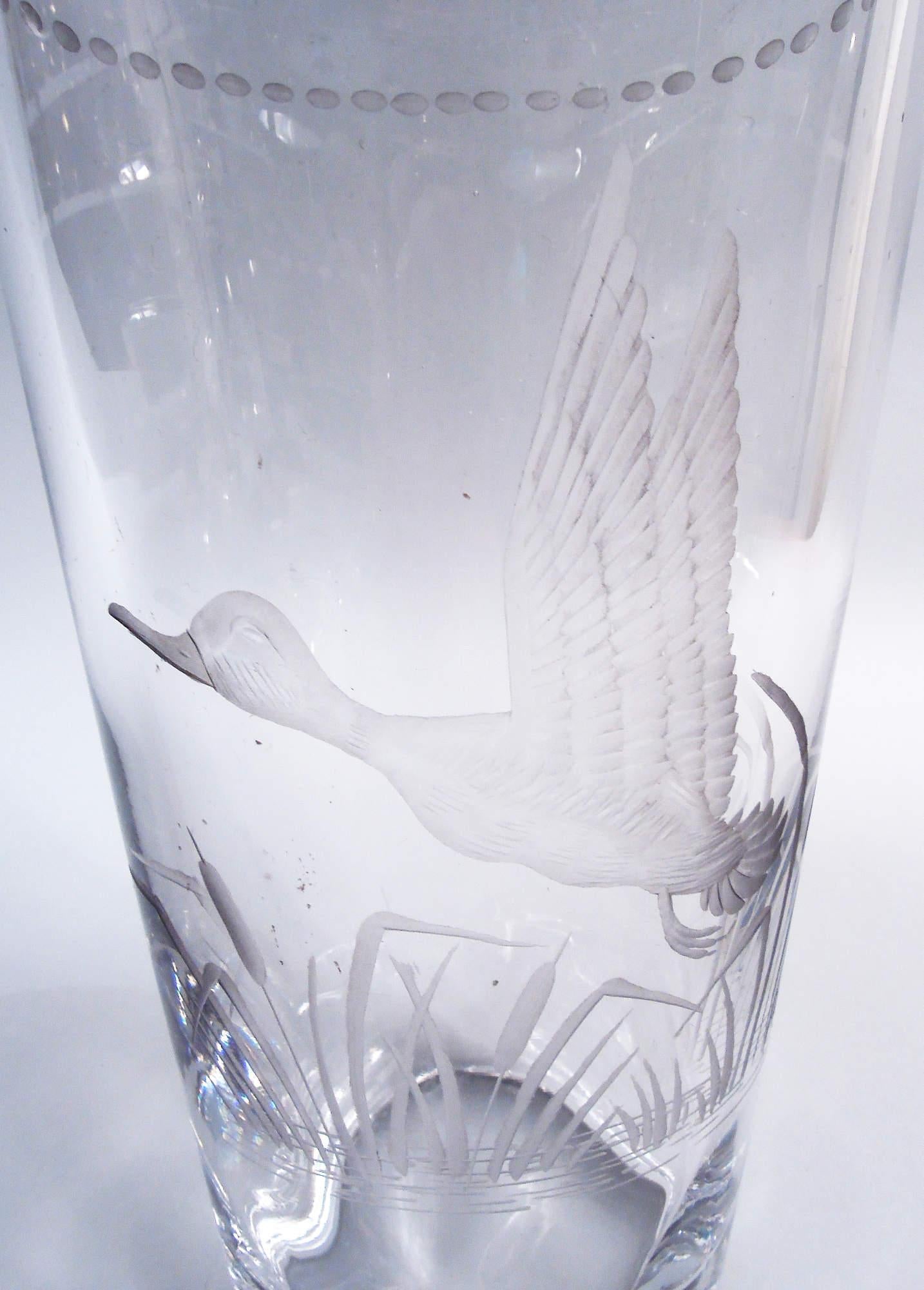 Großer moderner Hawkes-Cocktailshaker aus Sterlingsilber und Glas mit Entenmotiv im Angebot 3