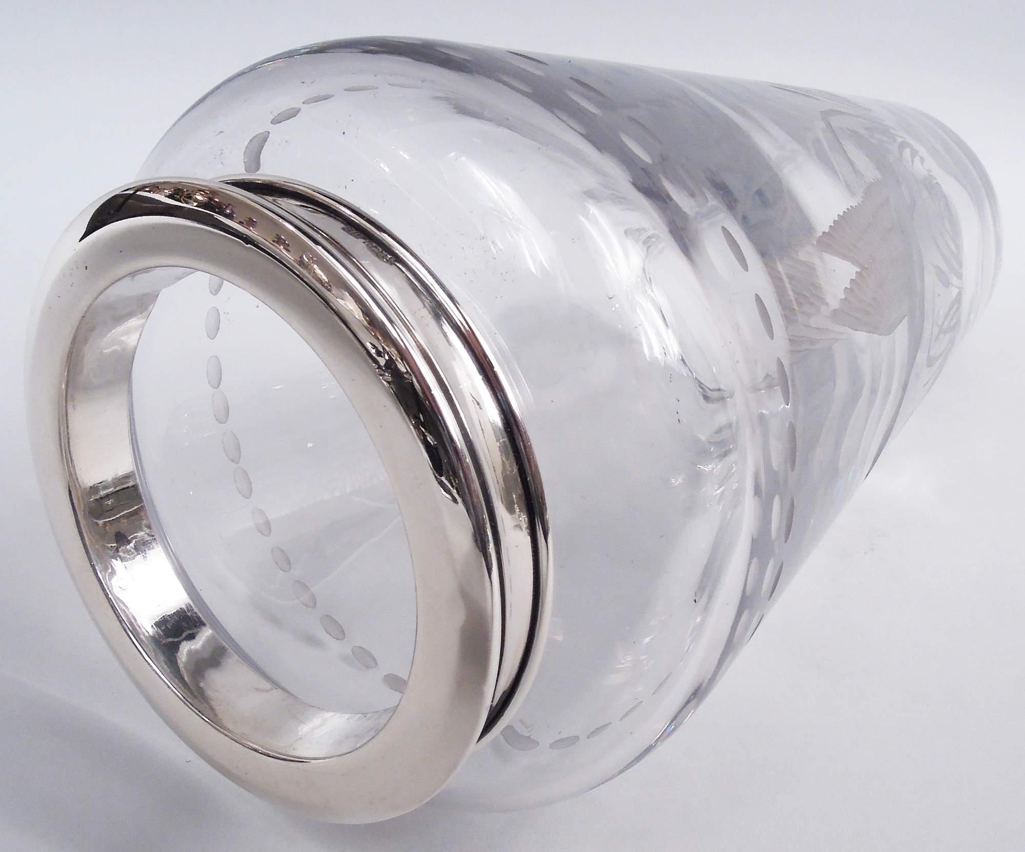 Großer moderner Hawkes-Cocktailshaker aus Sterlingsilber und Glas mit Entenmotiv im Angebot 4