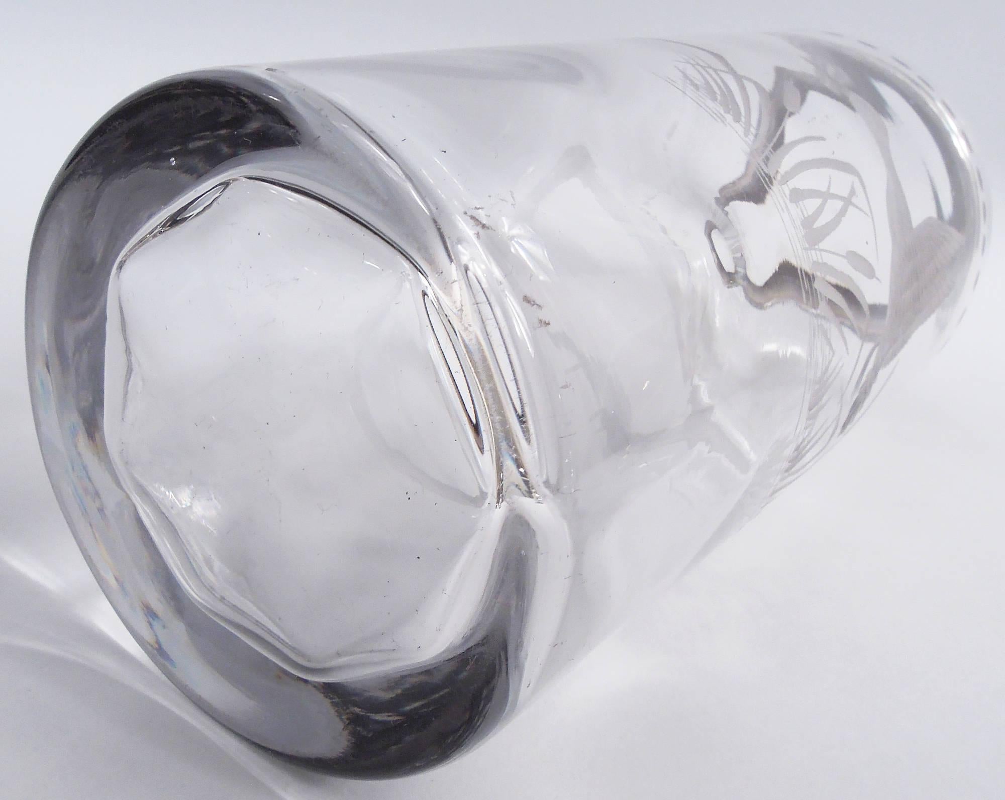 Großer moderner Hawkes-Cocktailshaker aus Sterlingsilber und Glas mit Entenmotiv im Angebot 5